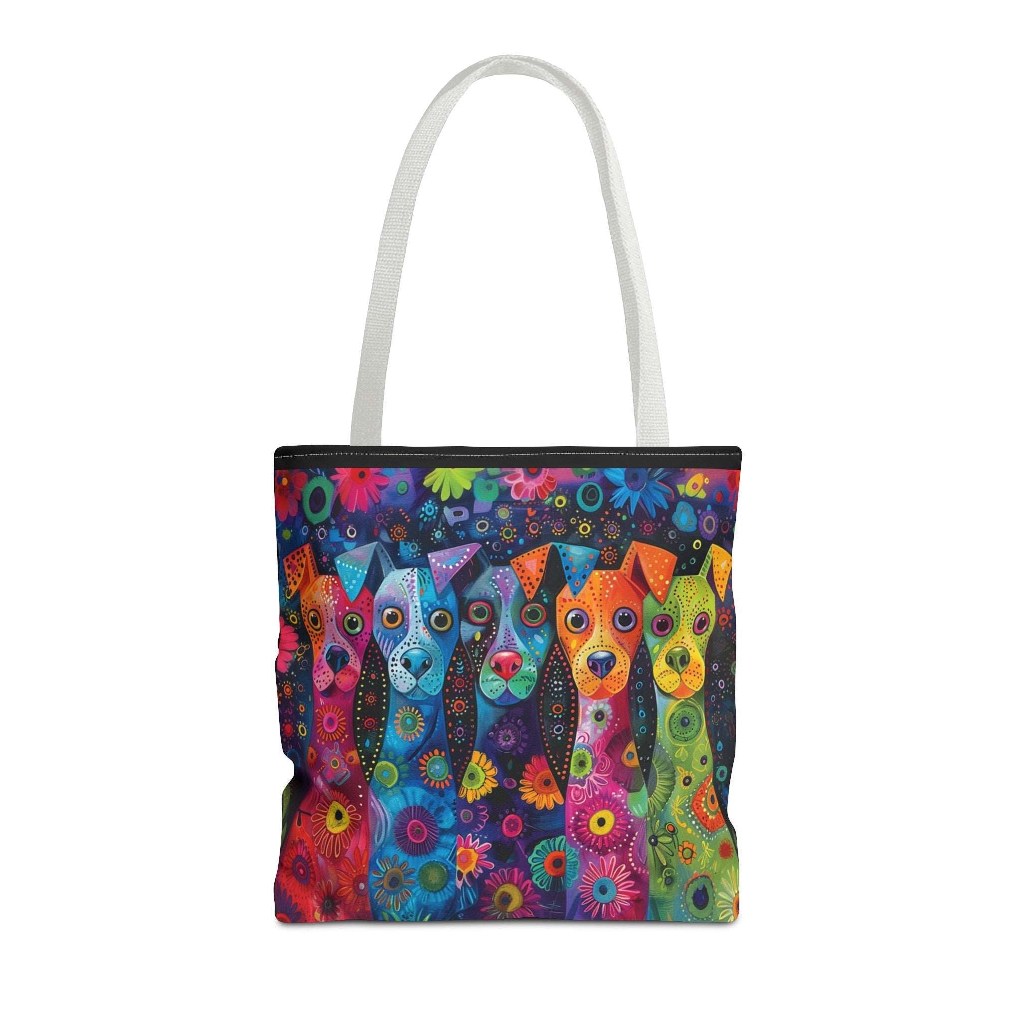 Colorful Whimsical Dog Art Poly Tote - colorful-whimsical-dog-art-poly-tote