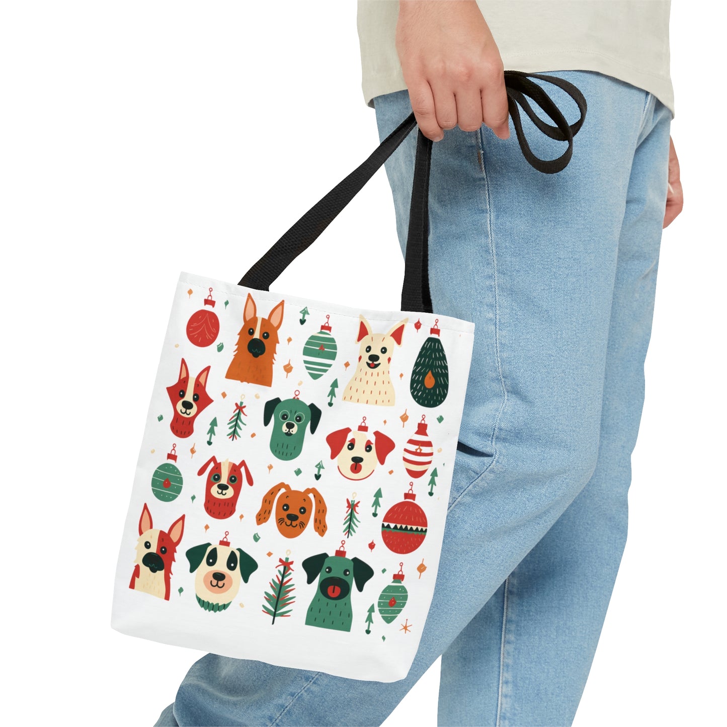 Holiday | Christmas Dog Icons | White | Tote Bag