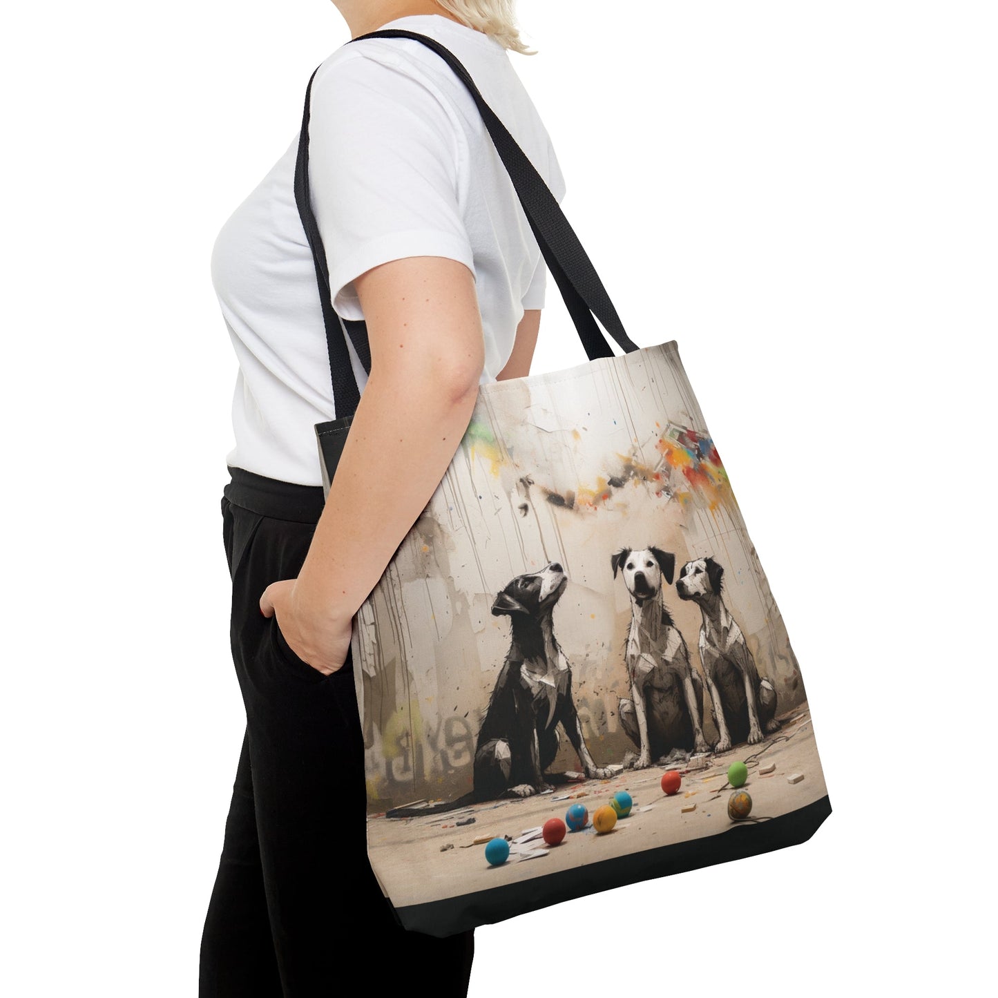 Banksy Style | 3 Dogs Meeting | Tote Bag