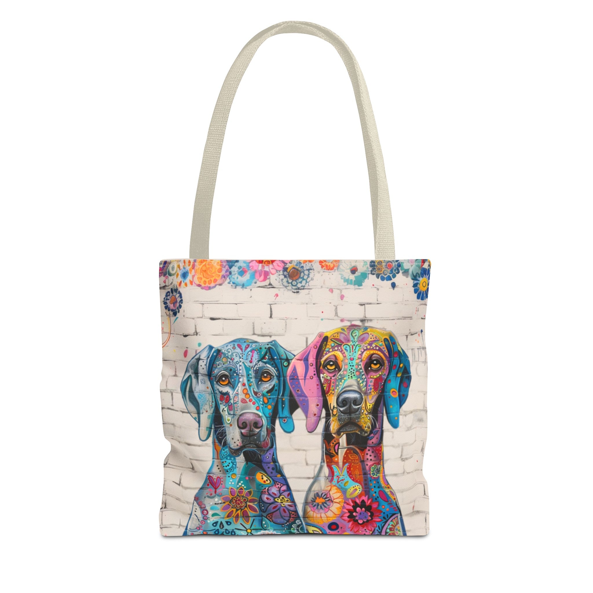 Weimaraner Original Edgy Floral Dog Art Themed Tote Bag - original-art-weimaraner-dog-icon-themed-tote-bag