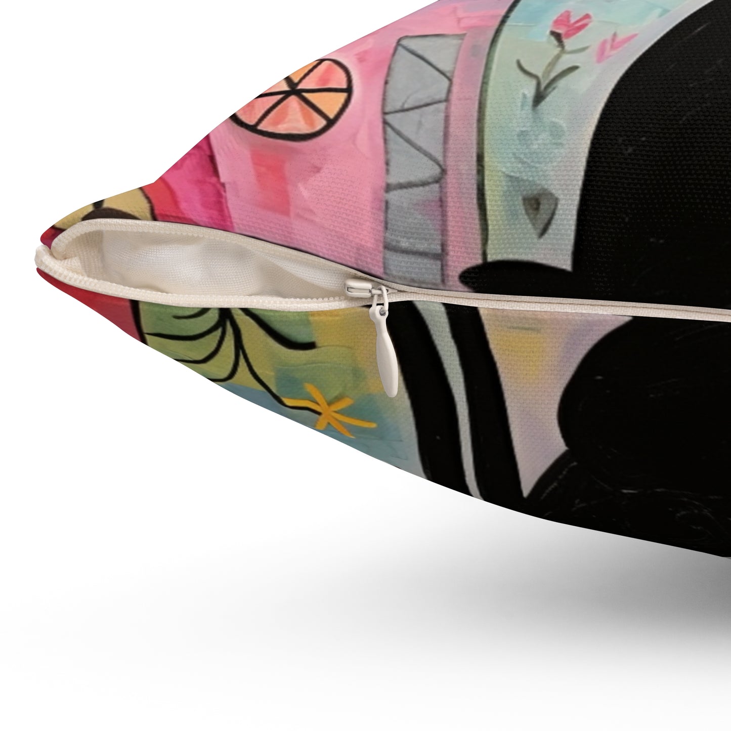Galina & Burch Style | Pink Moon & Dog | Square Throw Pillow - Pup Culture Designs