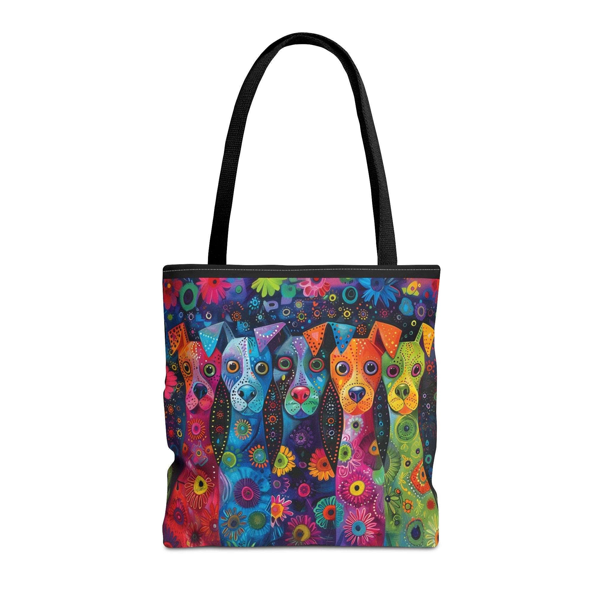 Colorful Whimsical Dog Art Poly Tote - colorful-whimsical-dog-art-poly-tote