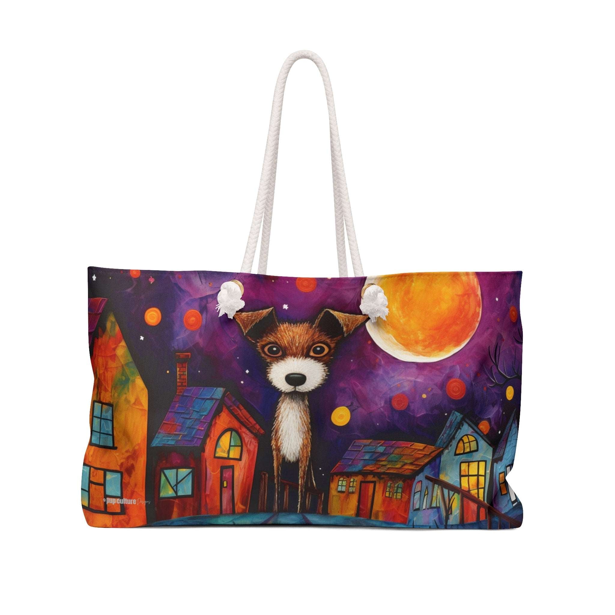 Artist-Inspired Jack Russell Dog Art Large Market Tote Bag - artist-inspired-jack-russell-terrier-dog-art-large-market-tote-bag