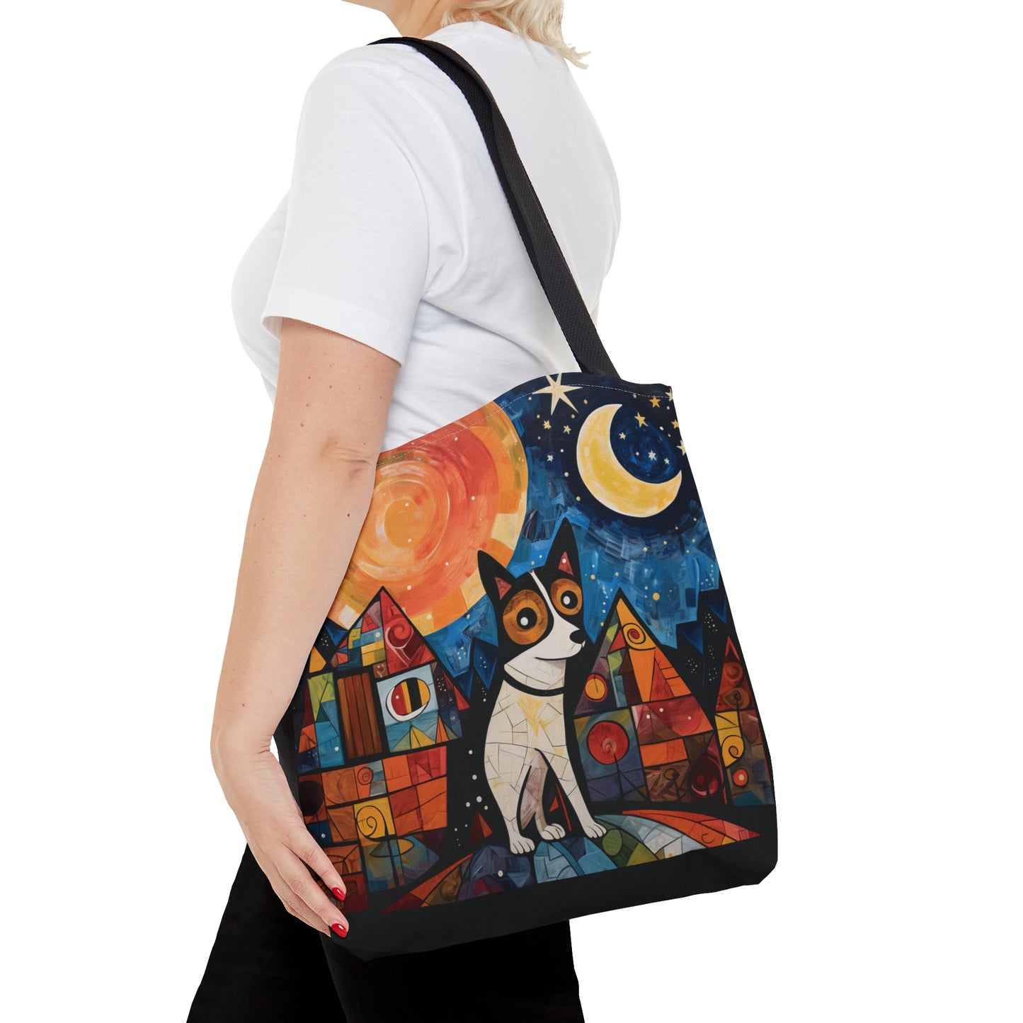 Galina & Burch Style | Big Eyed Pup | Black Fabric | Tote Bag - Pup Culture Designs
