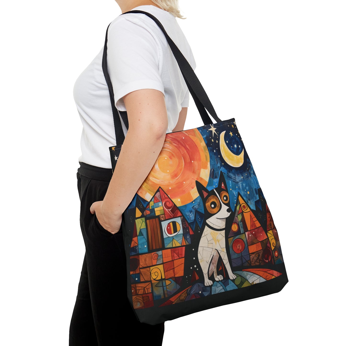 Galina & Burch Style | Big Eyed Pup | Black Fabric | Tote Bag - Pup Culture Designs