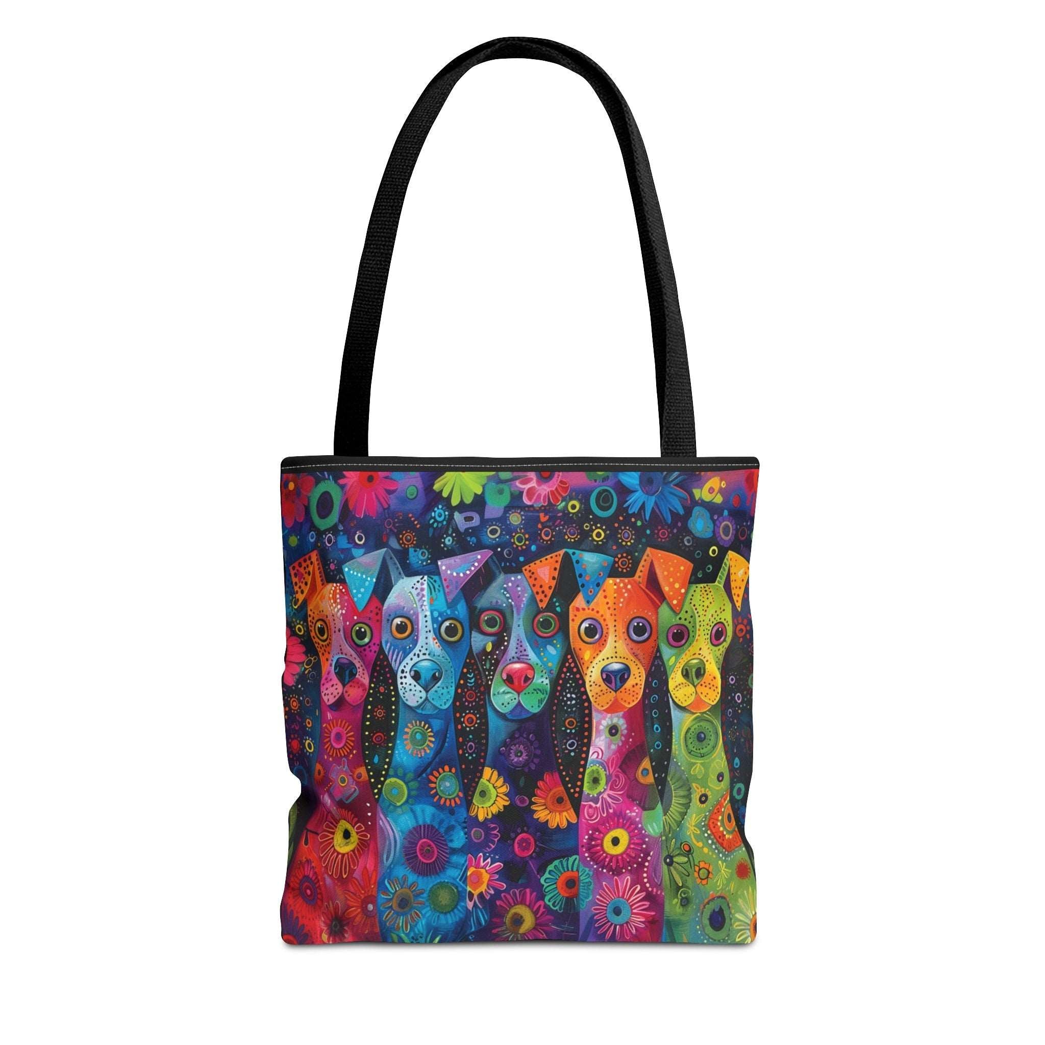 Colorful Whimsical Dog Art Poly Tote - colorful-whimsical-dog-art-poly-tote