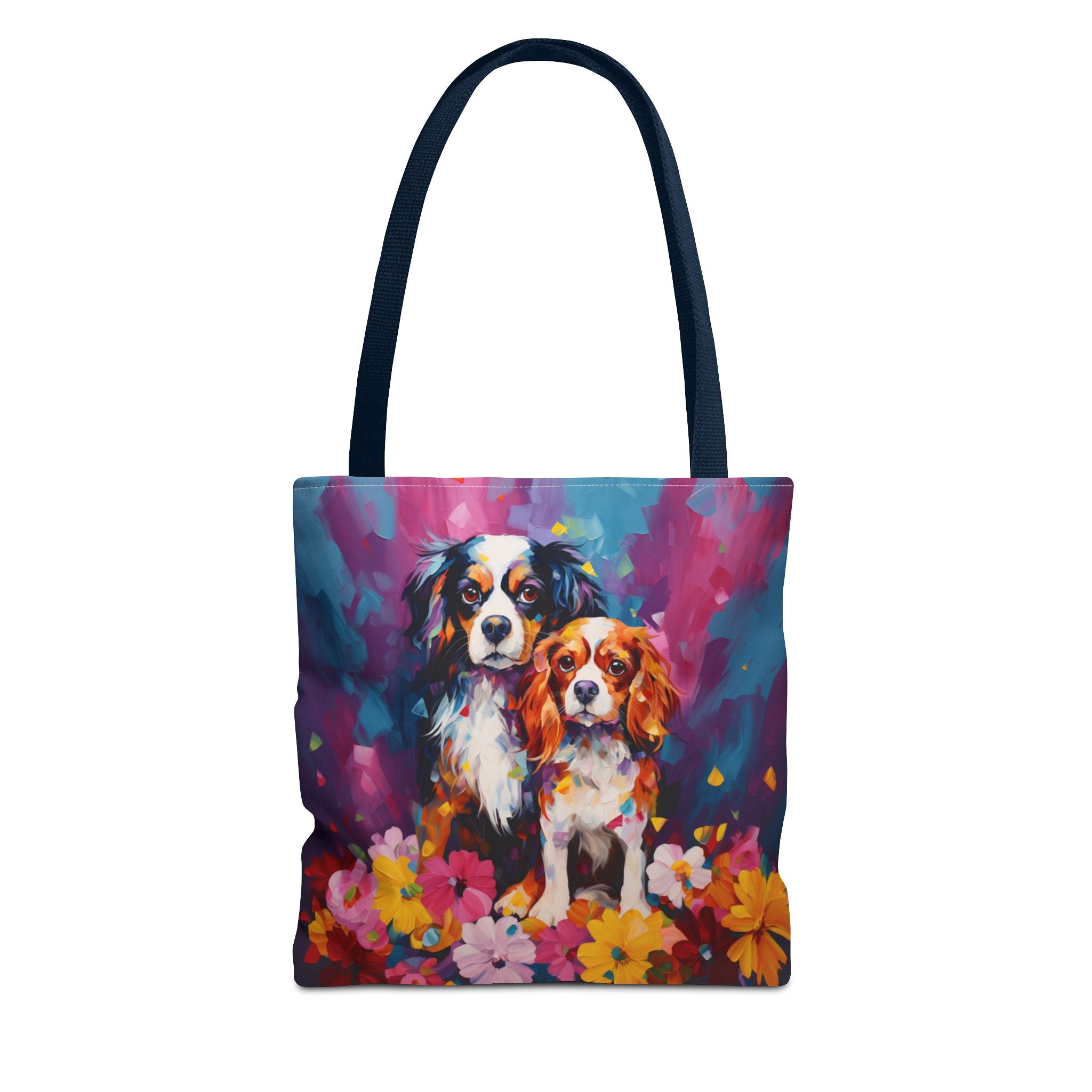 Cavalier King Charles Spaniel Dog Art Floral Poly Tote - cavalier-king-charles-tote-1