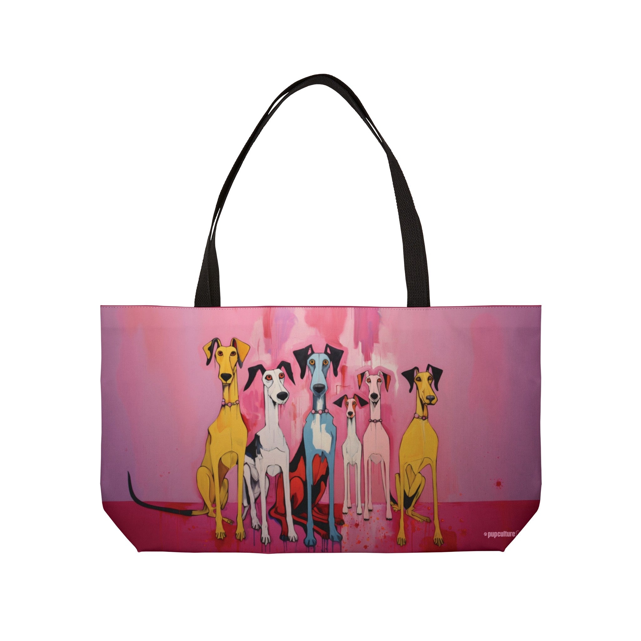 Pack in Pink Dog Art Original Design Wide Weekender Tote Bag - pack-pink-dog-art-original-design-wide-weekender-tote-bag