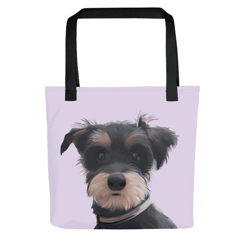 Custom Dog Portrait Tote bag | Lilac - custom-dog-portrait-tote-bag-lilac