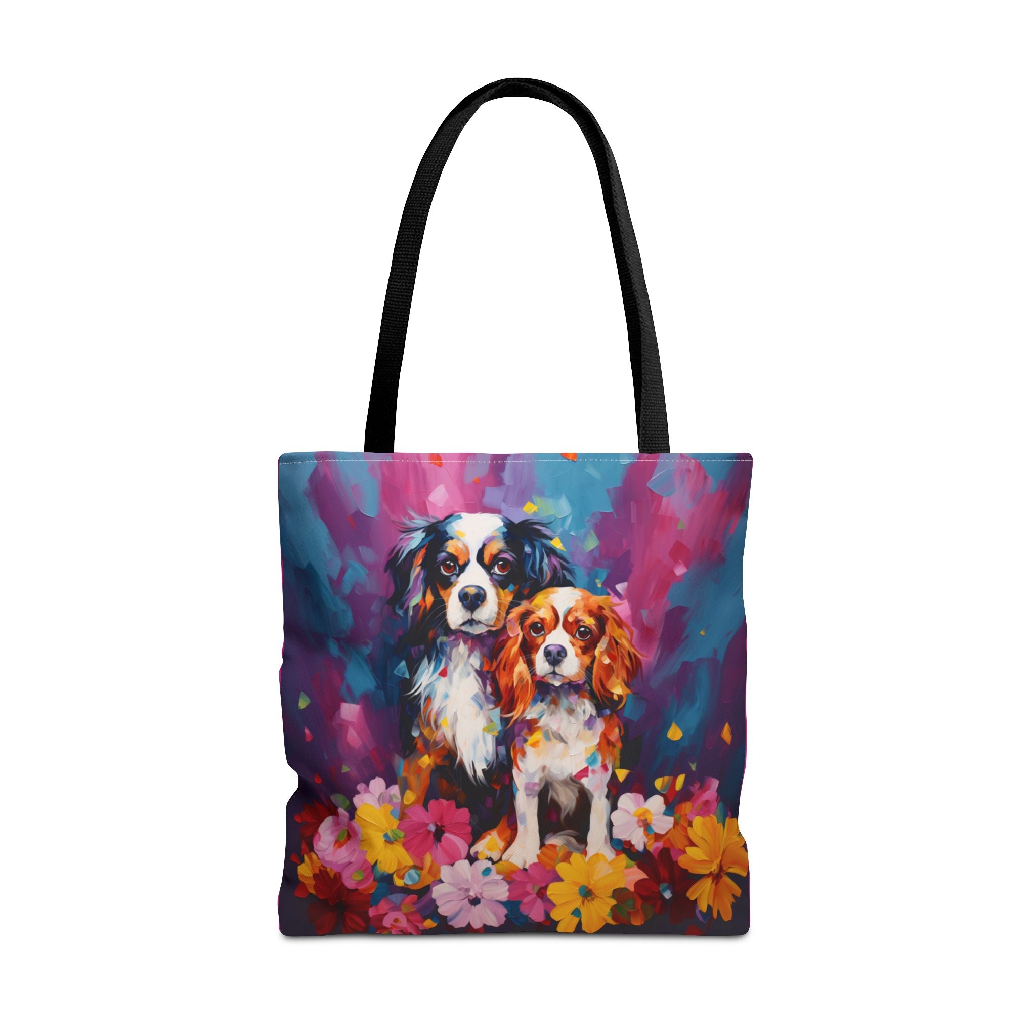 Cavalier King Charles Spaniel Dog Art Floral Poly Tote - cavalier-king-charles-tote-1