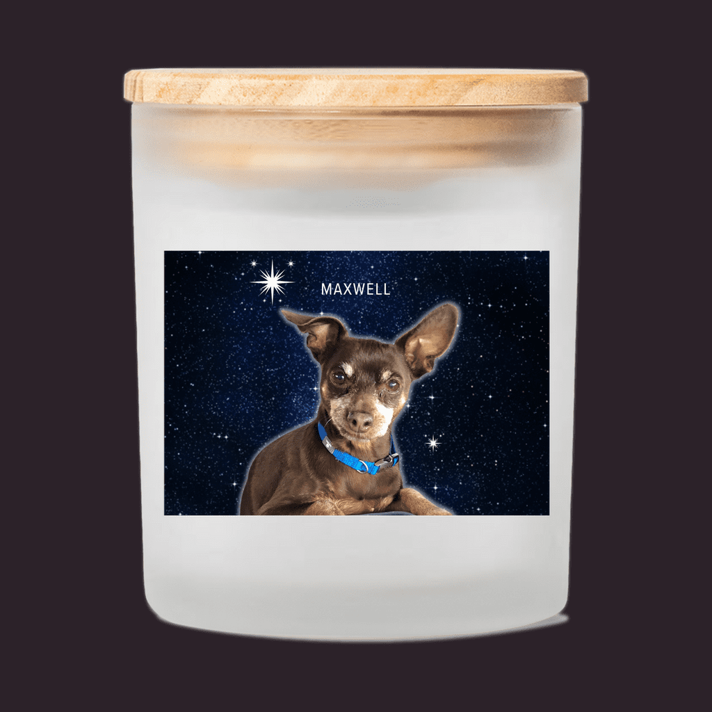 Custom Rainbow Bridge Night Sky Remembrance Frosted Glass Candle