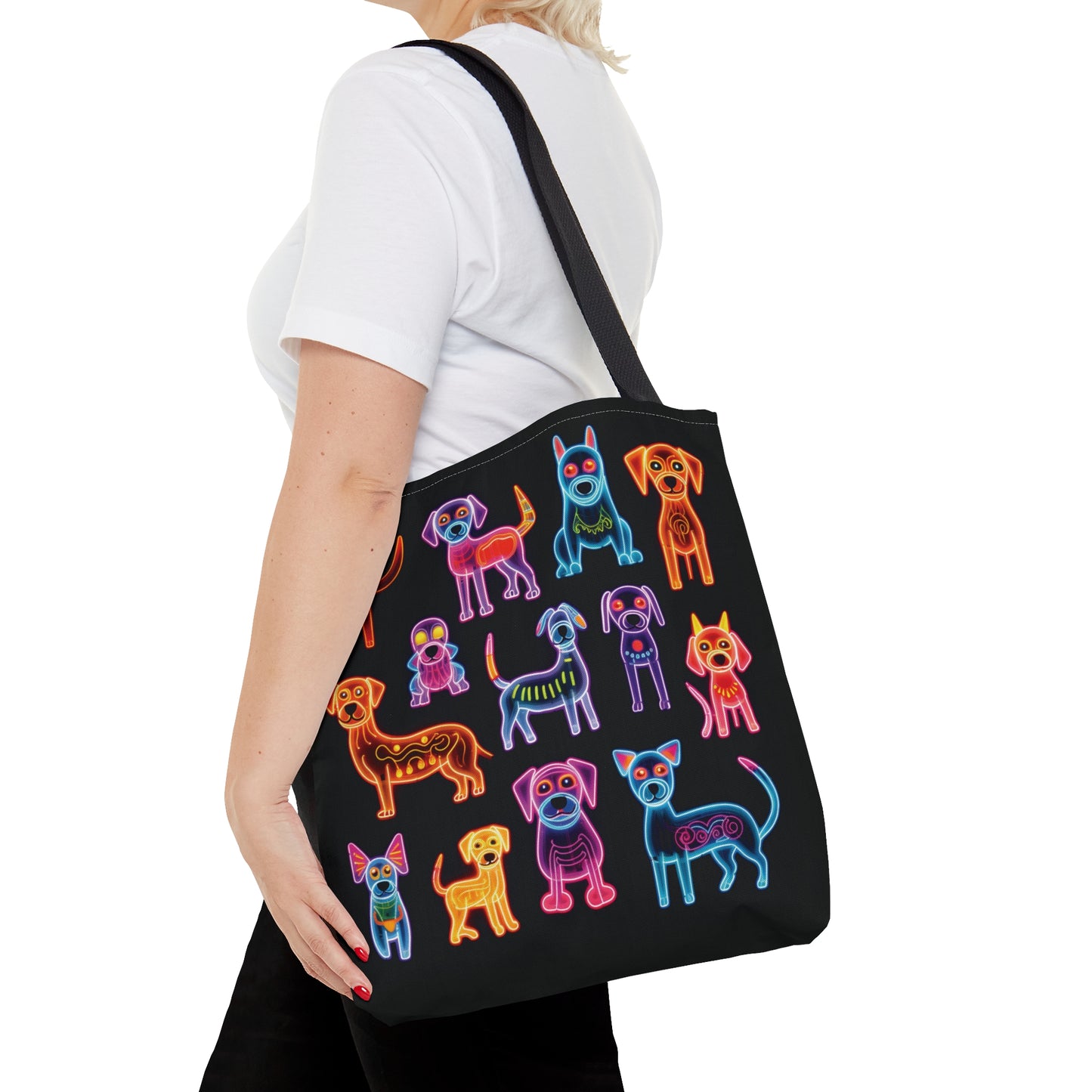 Icons | Neon Puppies | Black | Tote Bag - Pup Culture Designs
