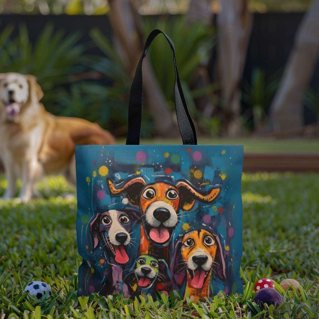 Dinner Time! Dog Art Original Design Tote Bag - dinner-time-dog-art-original-design-tote-bag