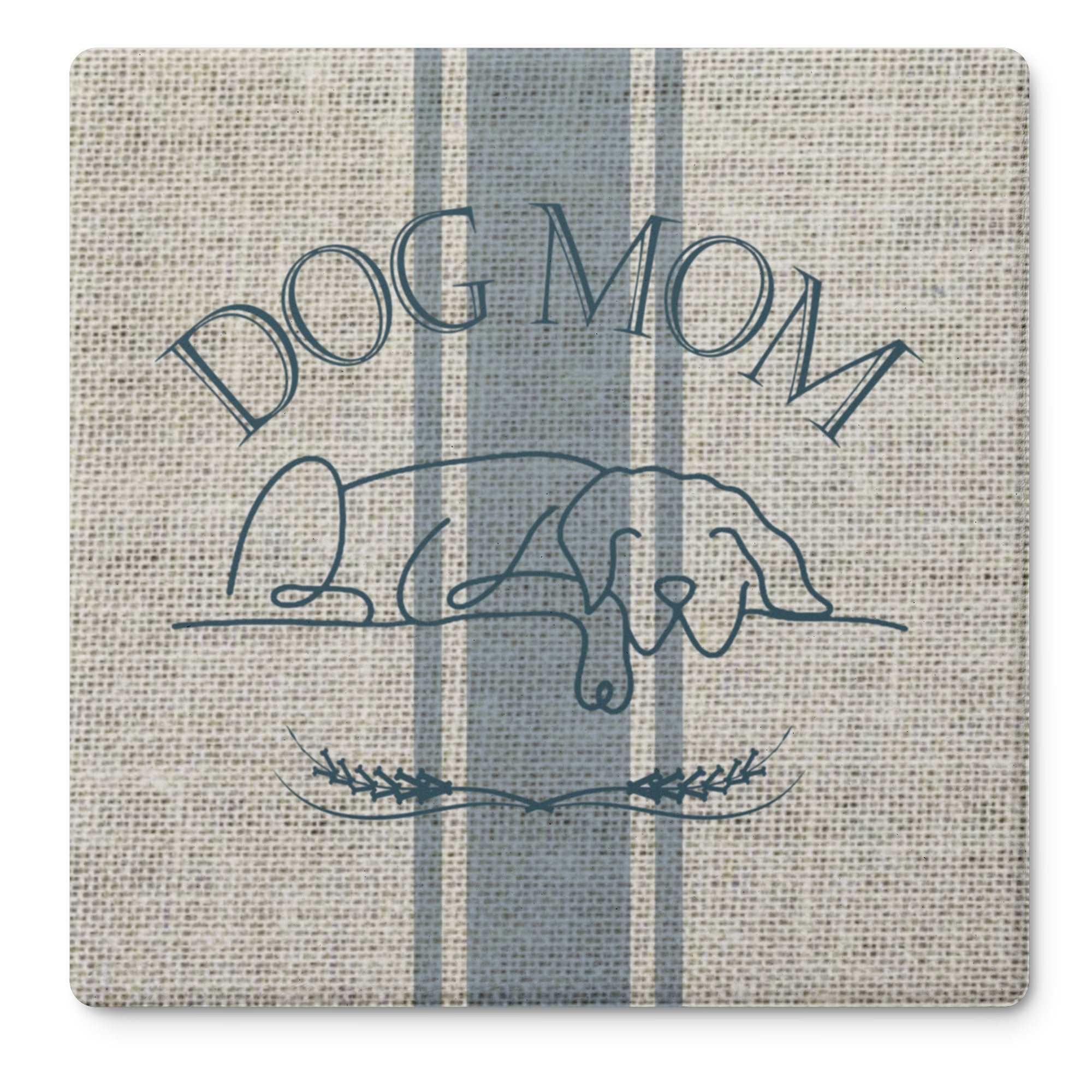 Dog Mom Farmhouse Grain Sack Design Stone Coaster Set - dog-mom-farmhouse-grain-sack-design-stone-coaster-set