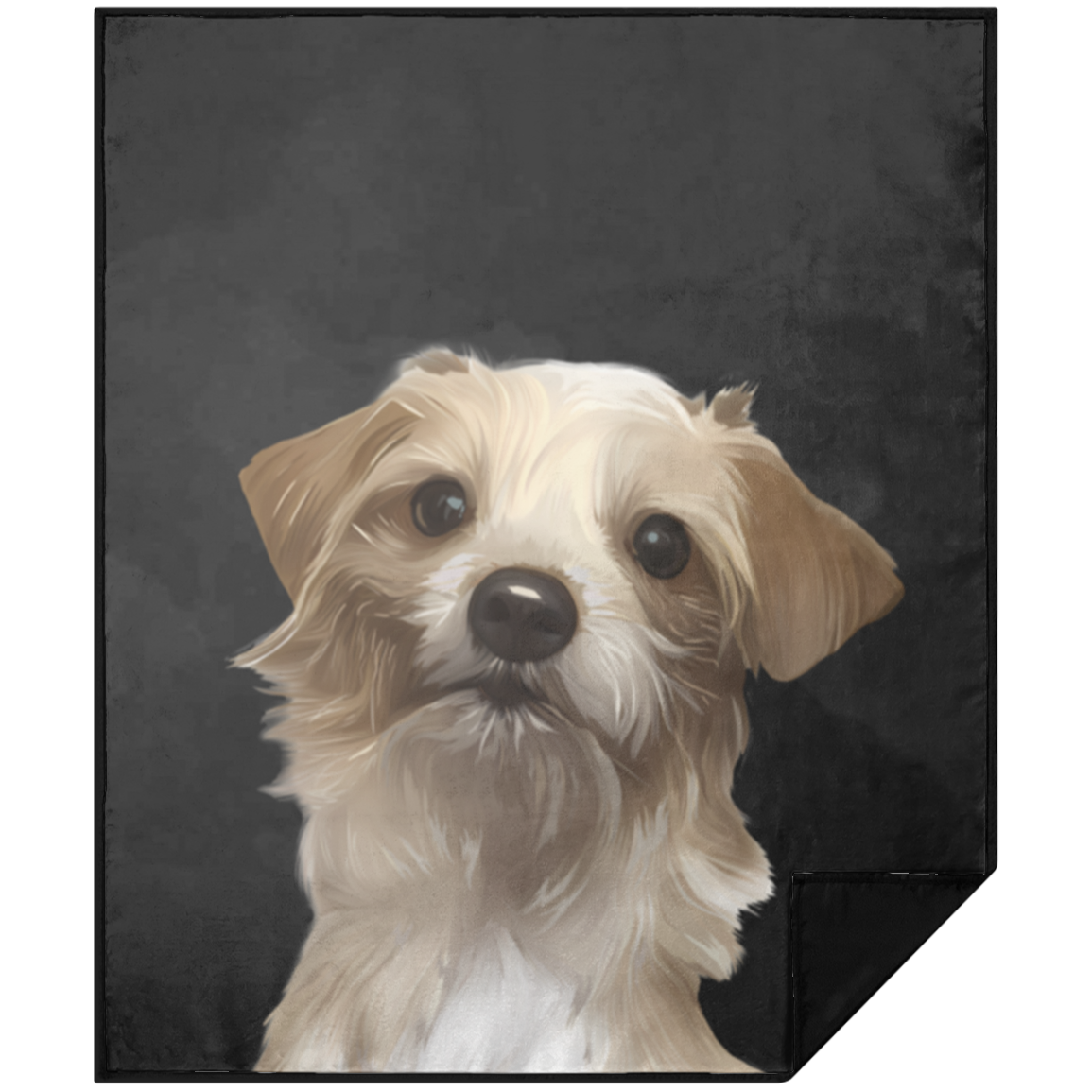 Dog Portrait Sherpa Blanket| Onyx - dog-portrait-blanket-onyx