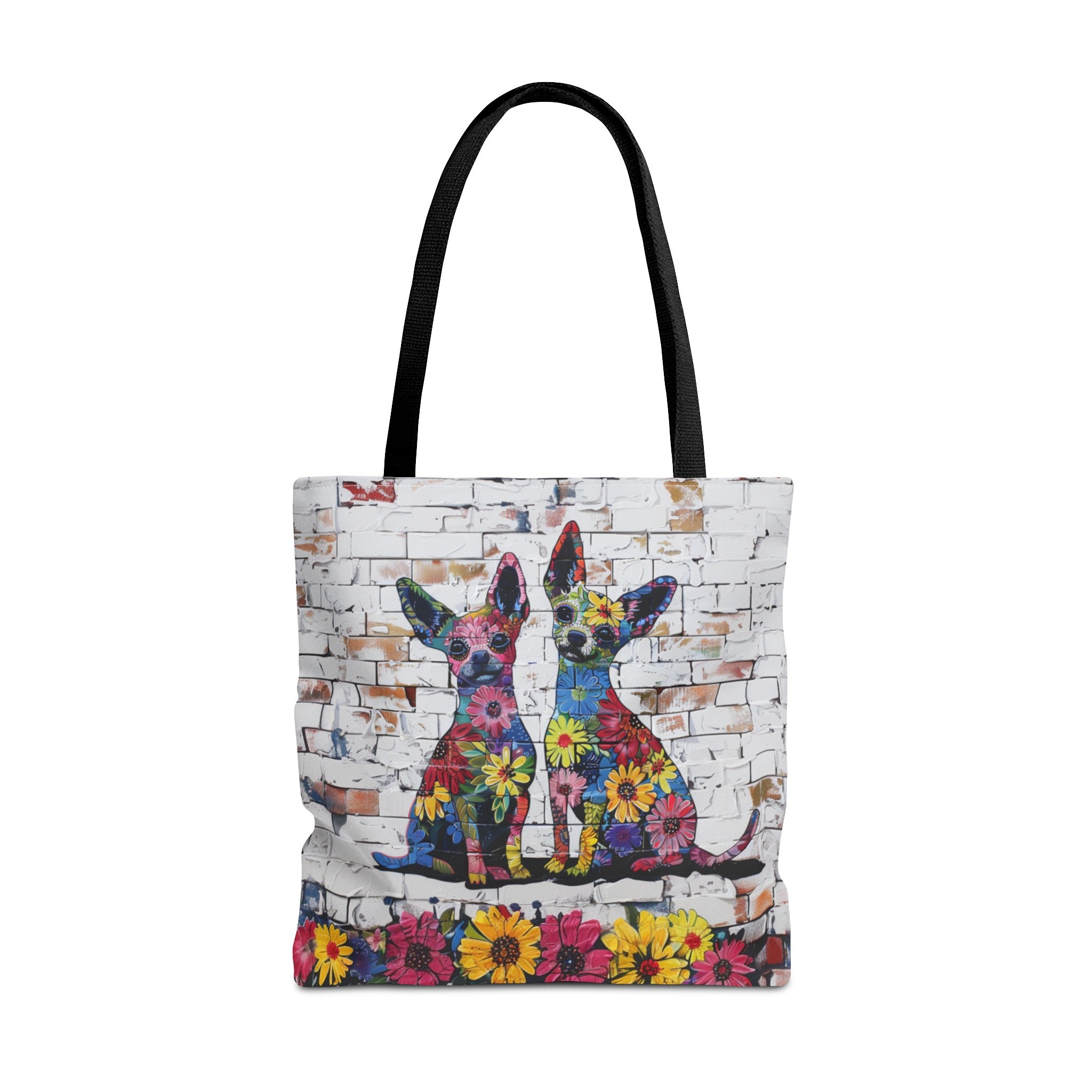 Min Pin Original Edgy Floral Dog Art Themed Tote Bag - min-pin-original-edgy-floral-dog-art-themed-tote-bag