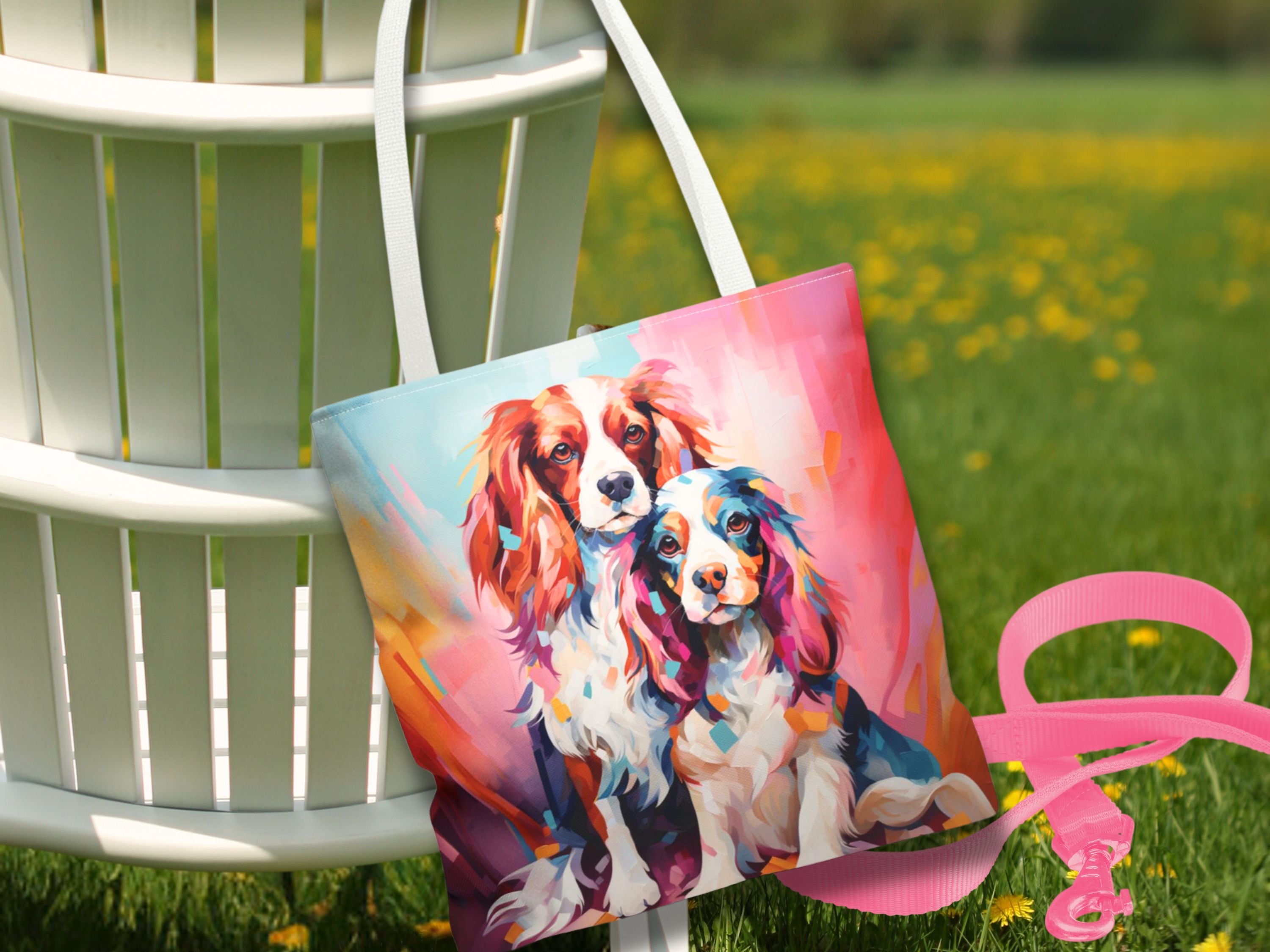 Cavalier King Charles Spaniel Dog Art Multicolor Poly Tote - cavalier-tote-2