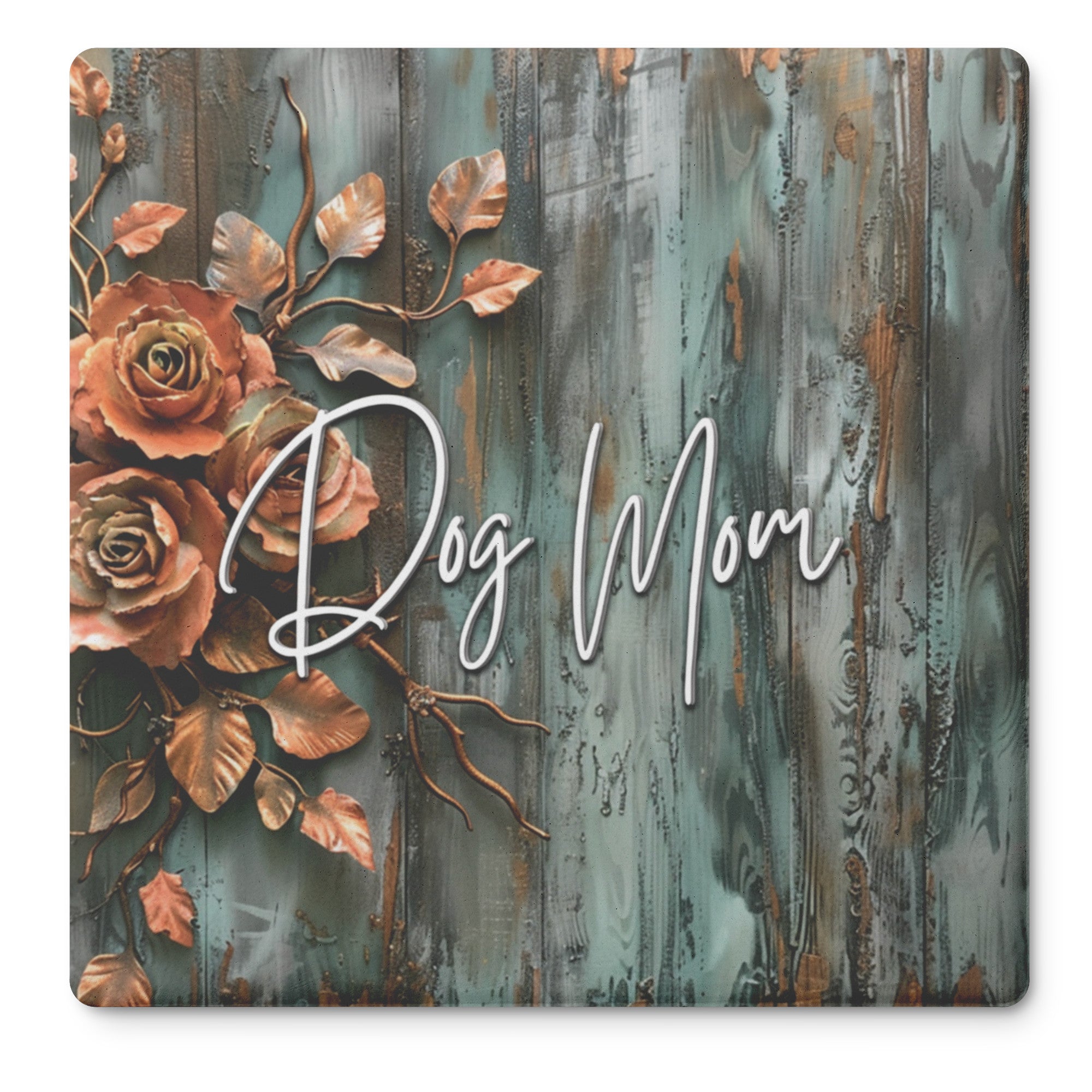 Farmhouse Patina Rose DOG MOM Stone Coaster Set - farmhouse-patina-rose-stone-coasters
