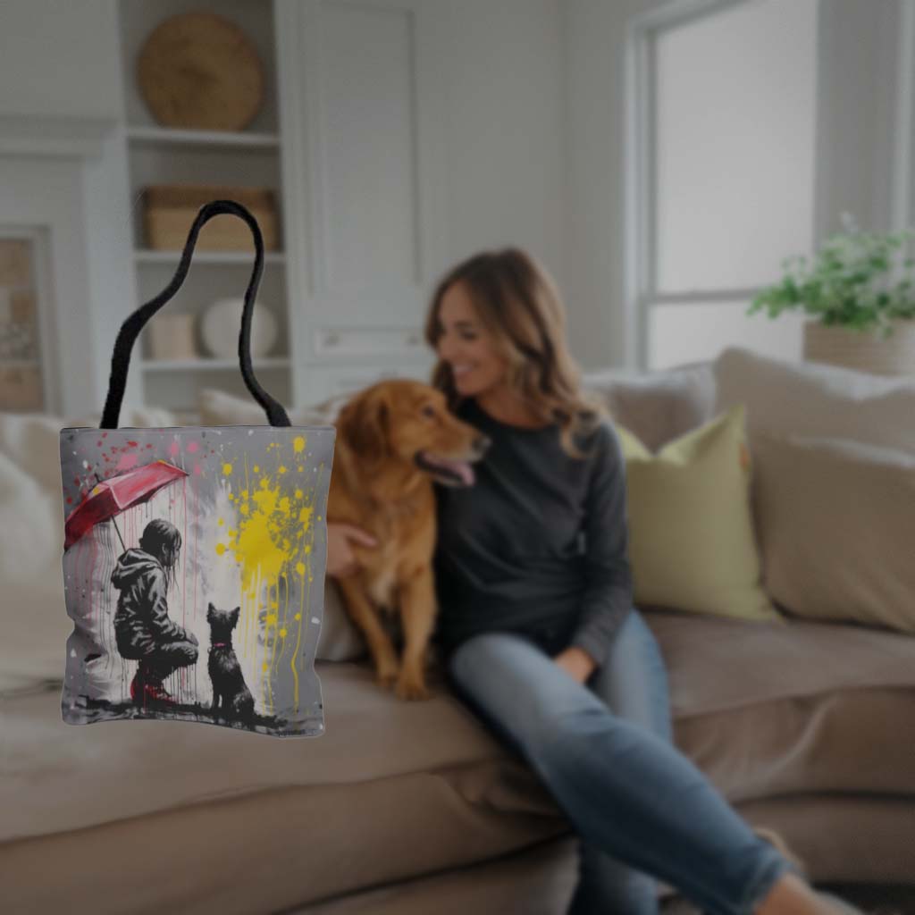 Girl's Best Friend Dog Art Original Design Tote Bag - girls-best-friend-dog-art-original-design-tote-bag