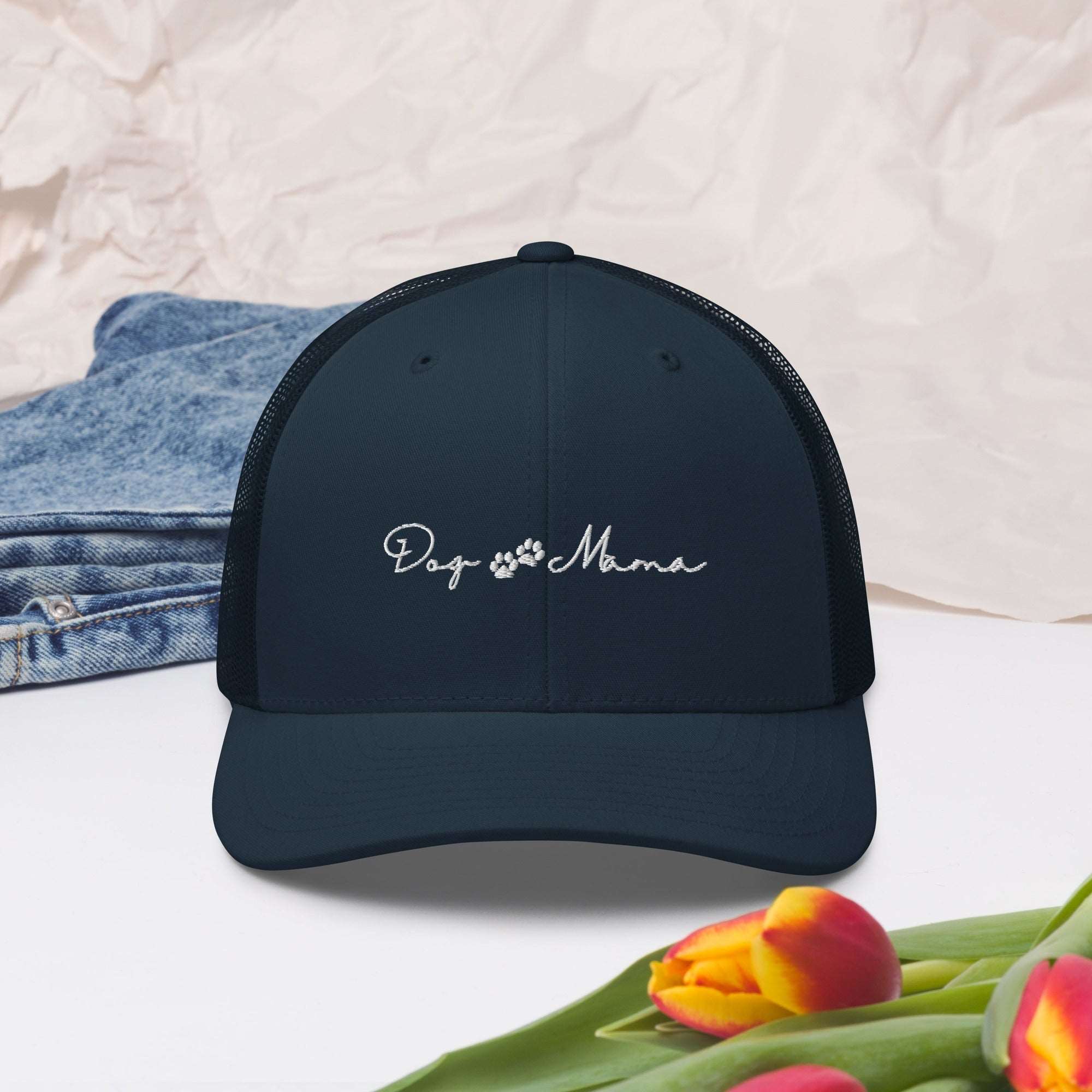 Dog Mama Embroidered Trucker Cap - dog-mama-embroidered-hat