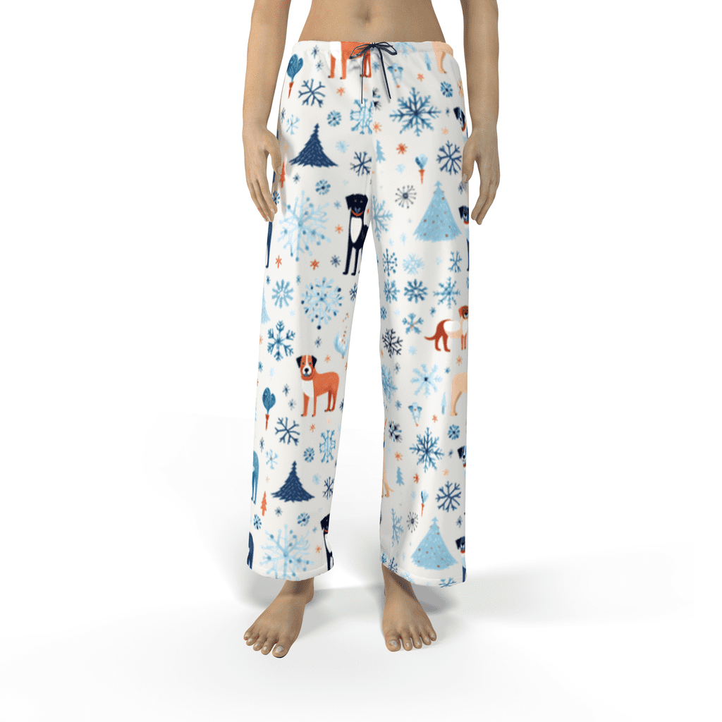 Whimsical Winter Dog Icons Jersey Knit Women's Pajama Pants