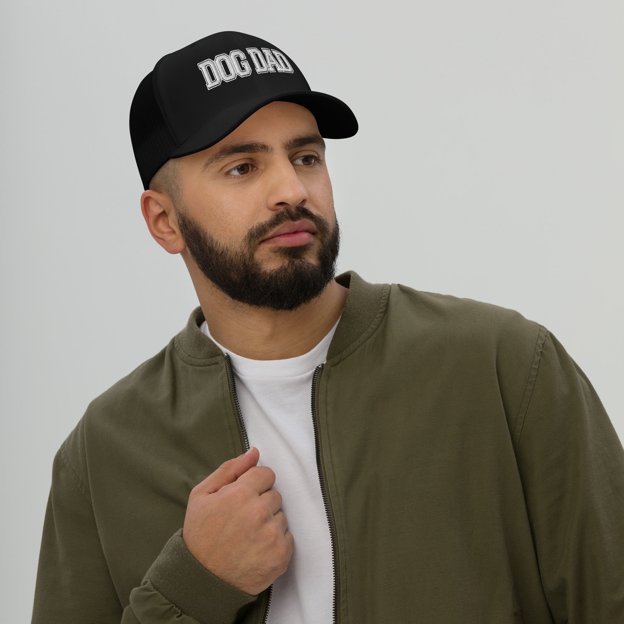 Dog Dad Embroidered Cotton/Poly Blend Trucker Cap | Multiple Color Options - dog-dad-embroidered-trucker-cap-multiple-color-options