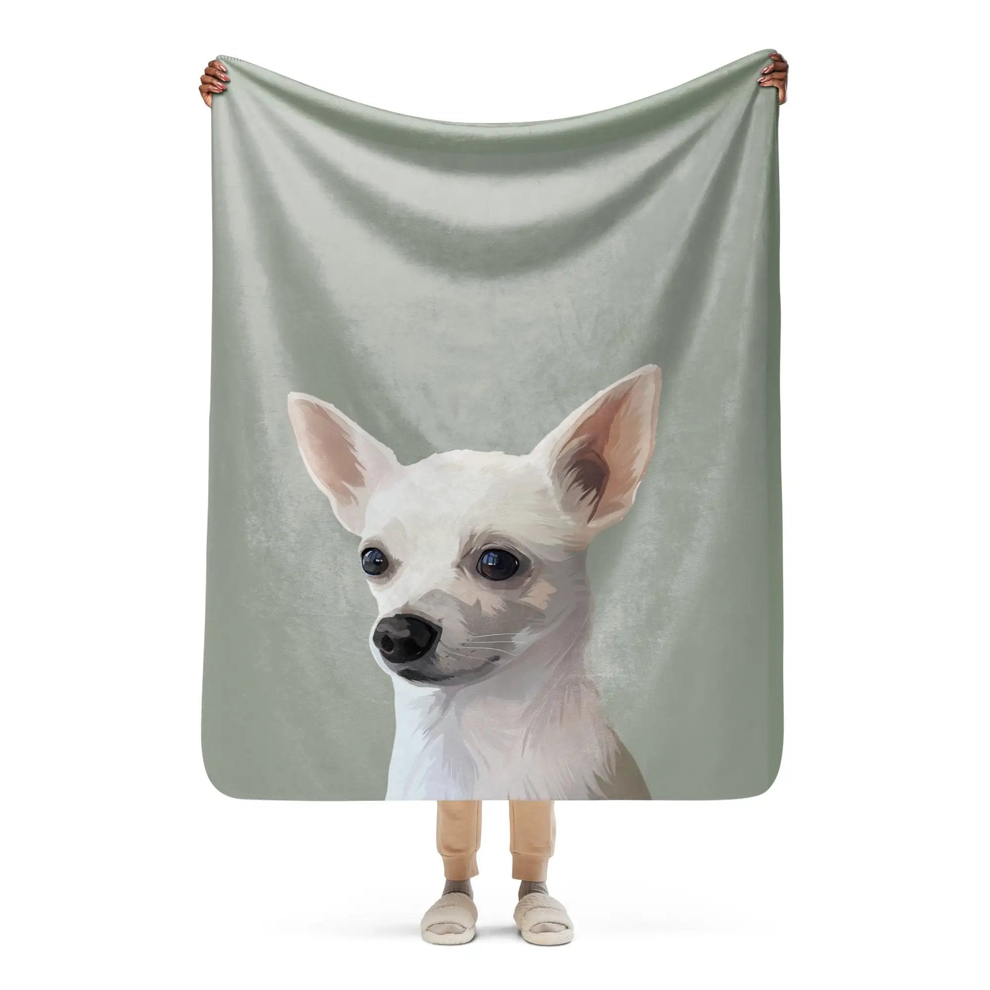 Dog Portrait Sherpa Blanket | Olive - dog-portrait-blanket-olive-green