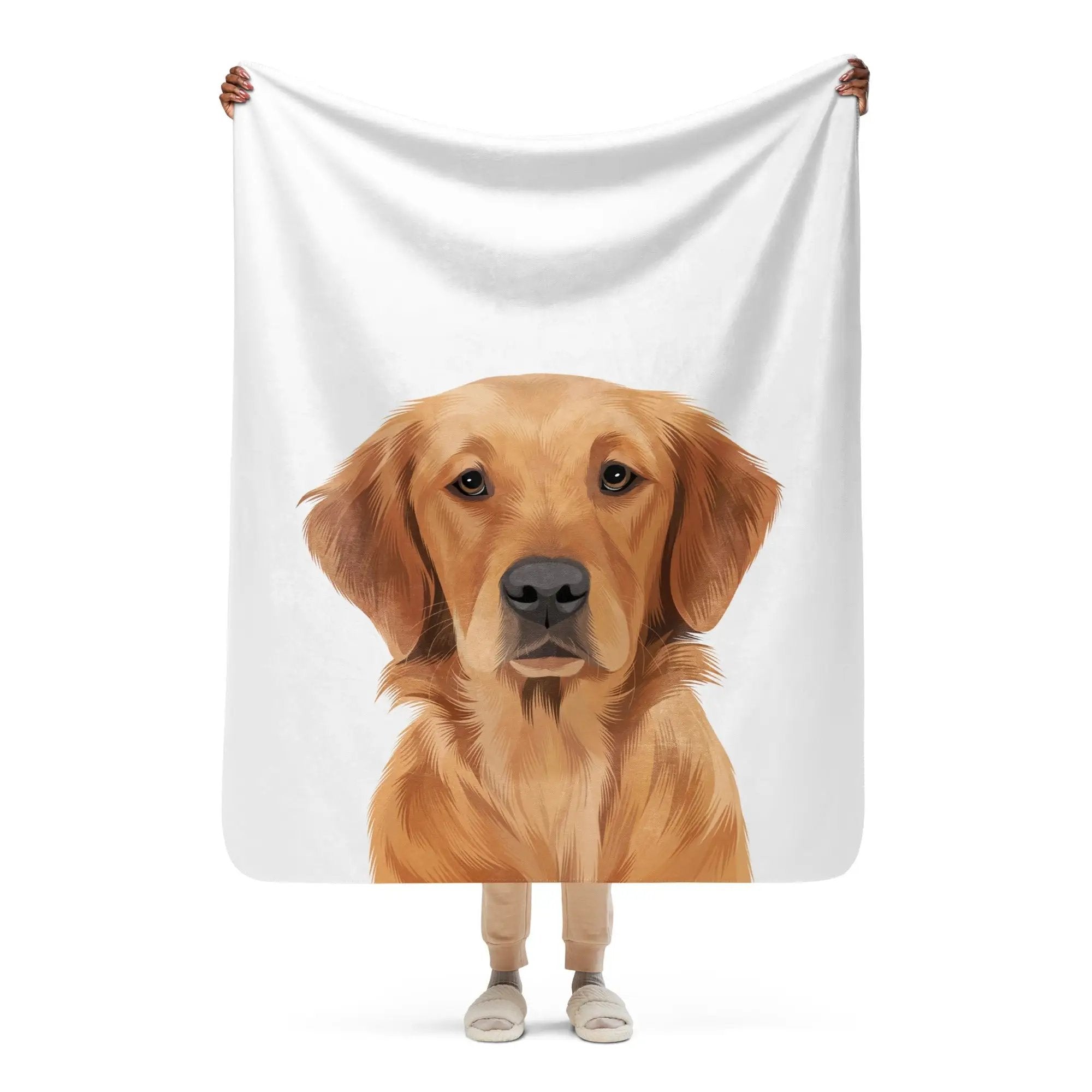 Dog Portrait Blanket | Classic White - custom-dog-portrait-blanket-classic-white