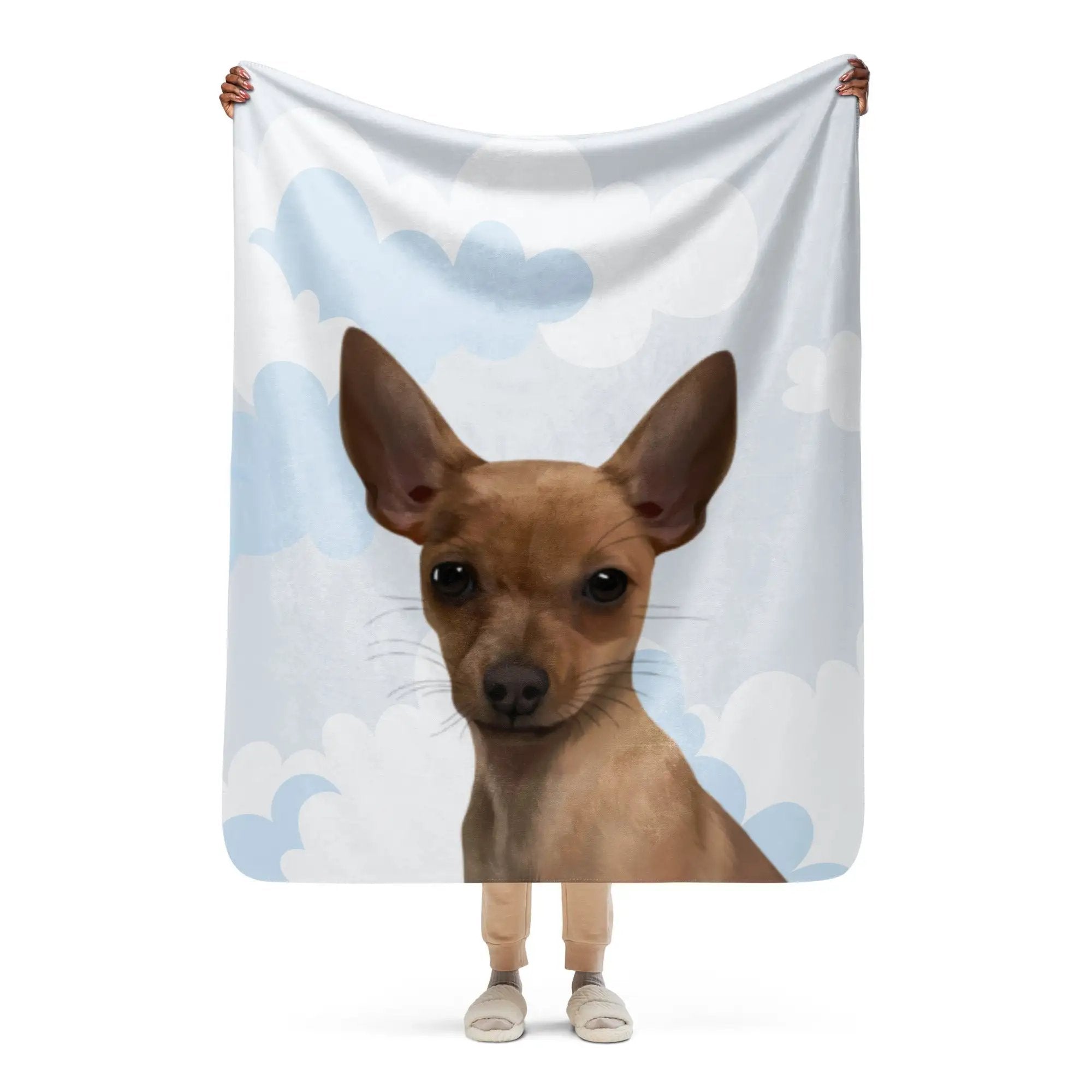 Dog Portrait Sherpa Blanket | Cloudy Day - dog-portrait-blanket-cloudy-day