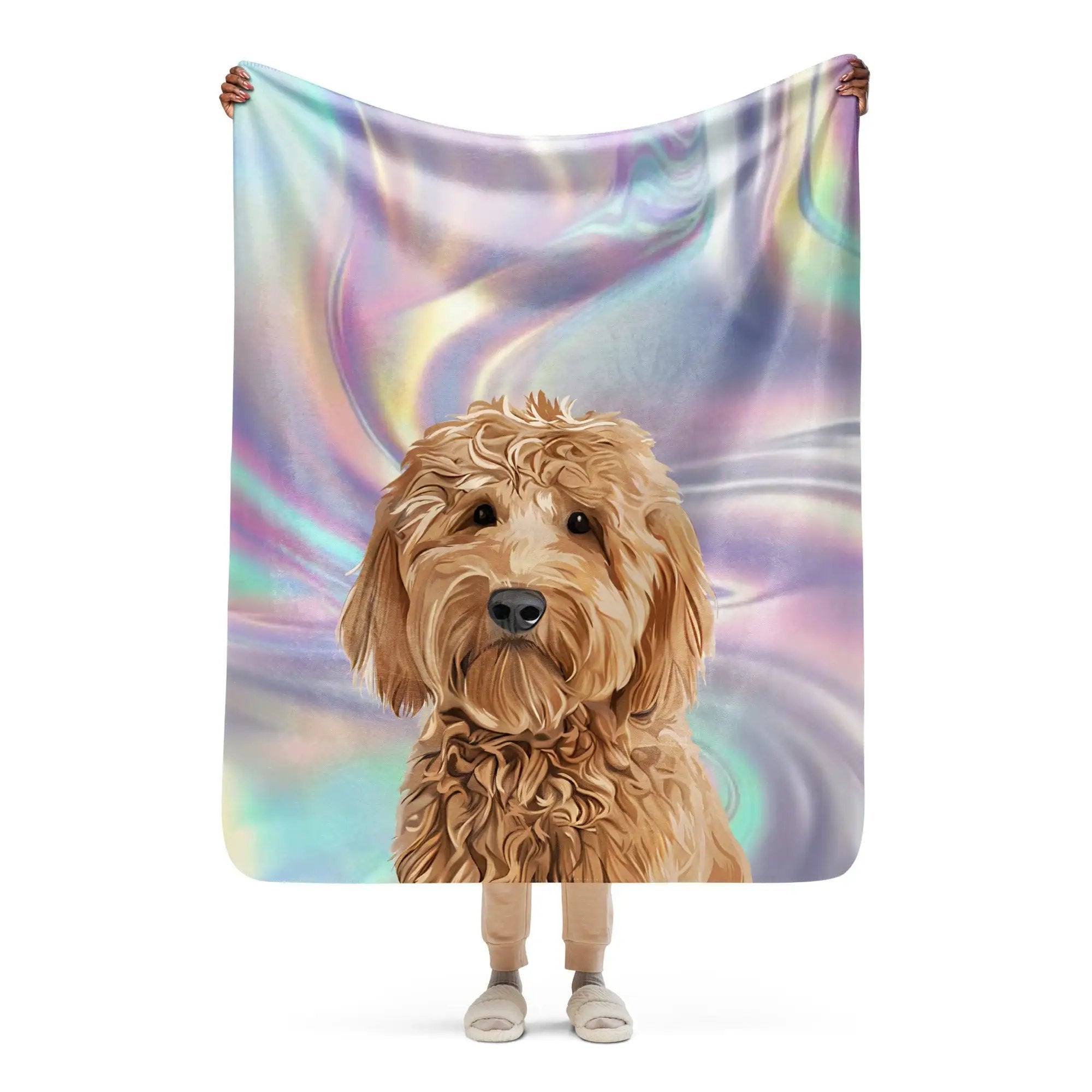 Dog Portrait Sherpa Blanket | Opal - dog-portrait-blanket-opal