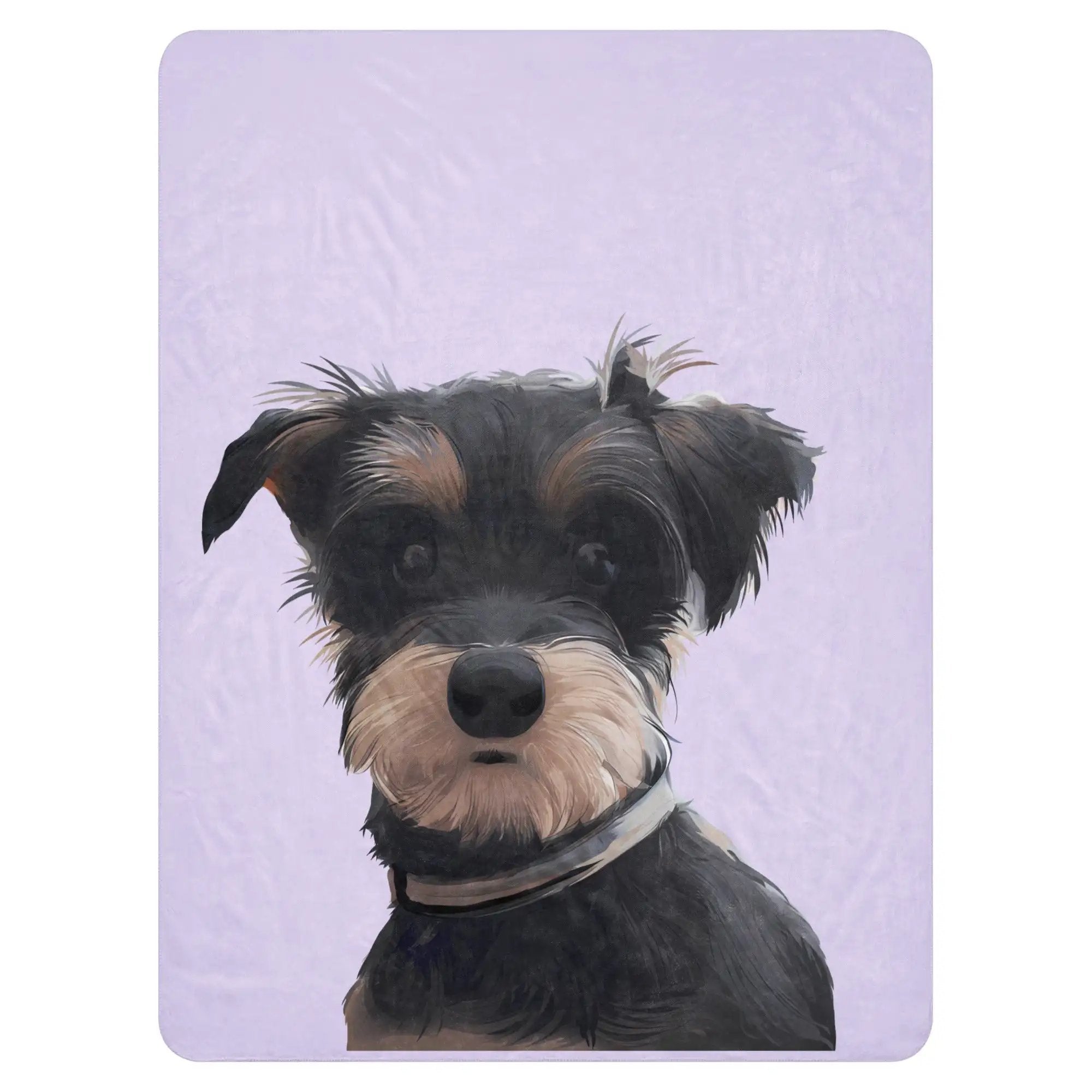 Dog Portrait Sherpa Blanket| Lilac - dog-portrait-blanket-lilac