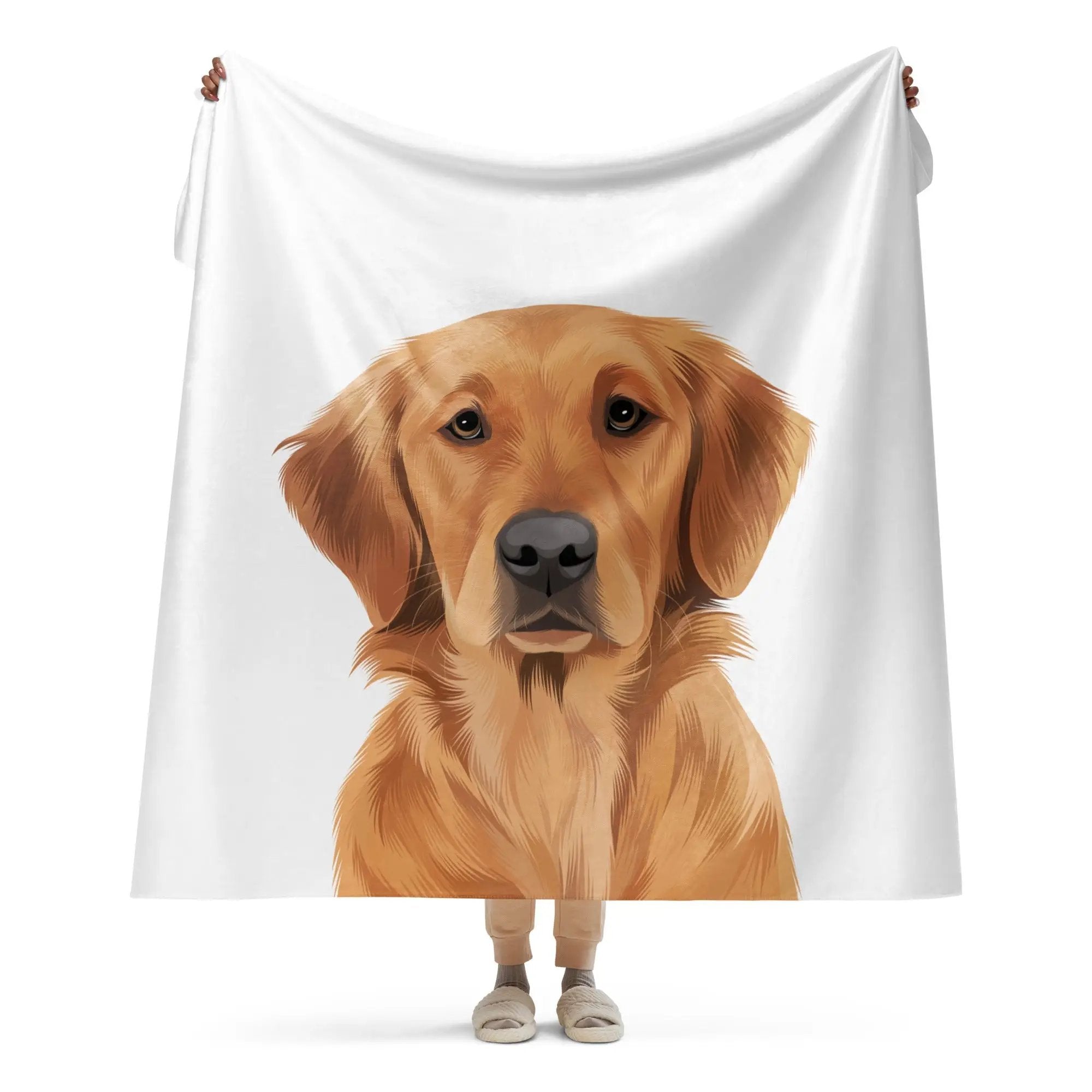 Dog Portrait Blanket | Classic White - custom-dog-portrait-blanket-classic-white