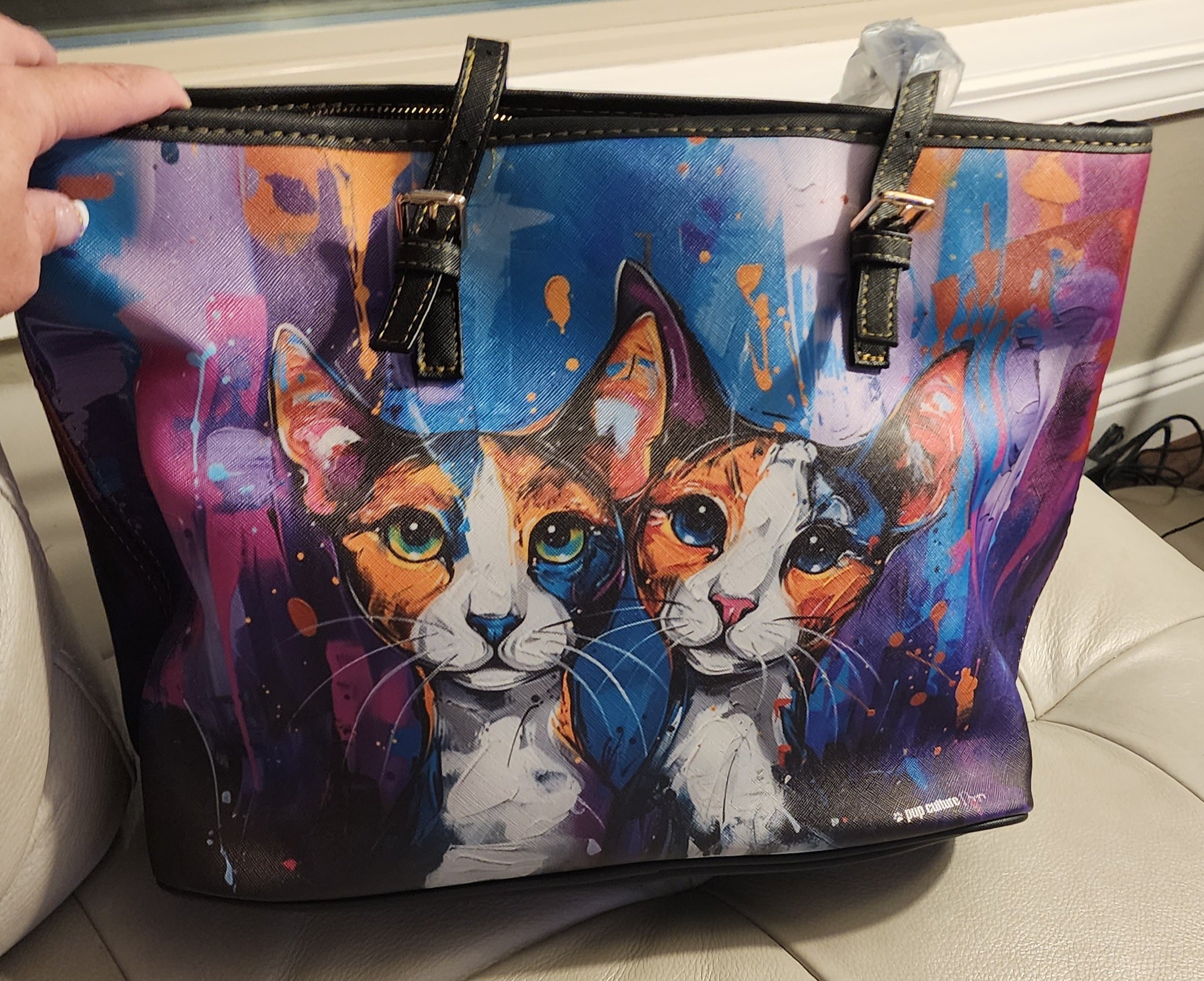 Pup Friends Whimsical Original Cat Art Durable Handbag - cat-handbag