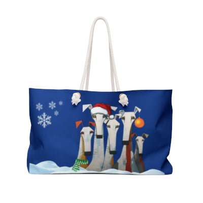 Modern White Dog Christmas Large Weekender Tote Bag