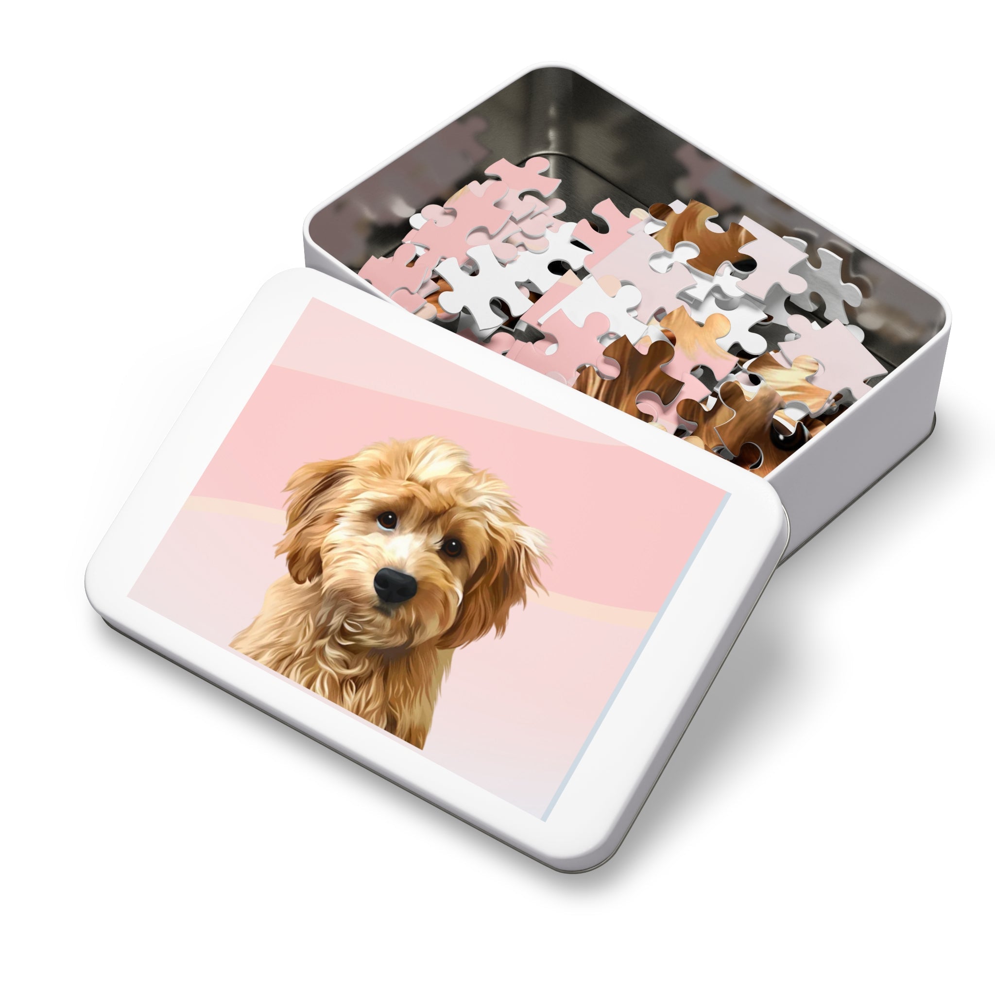 Dog Portrait Jigsaw Puzzle (30, 110, 252, 500,1000-Piece) | Blush Mist - custom-dog-portrait-jigsaw-puzzle-30-110-252-500-1000-blush-mist