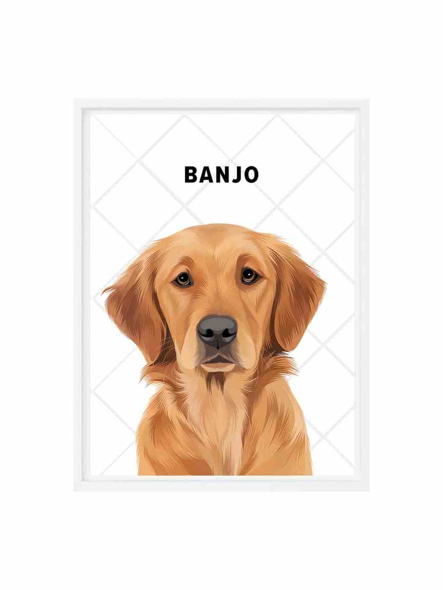Custom Classic One Dog Portrait | 8 Backgrounds | Framed Canvas or Unframed Poster Print - Wall Art