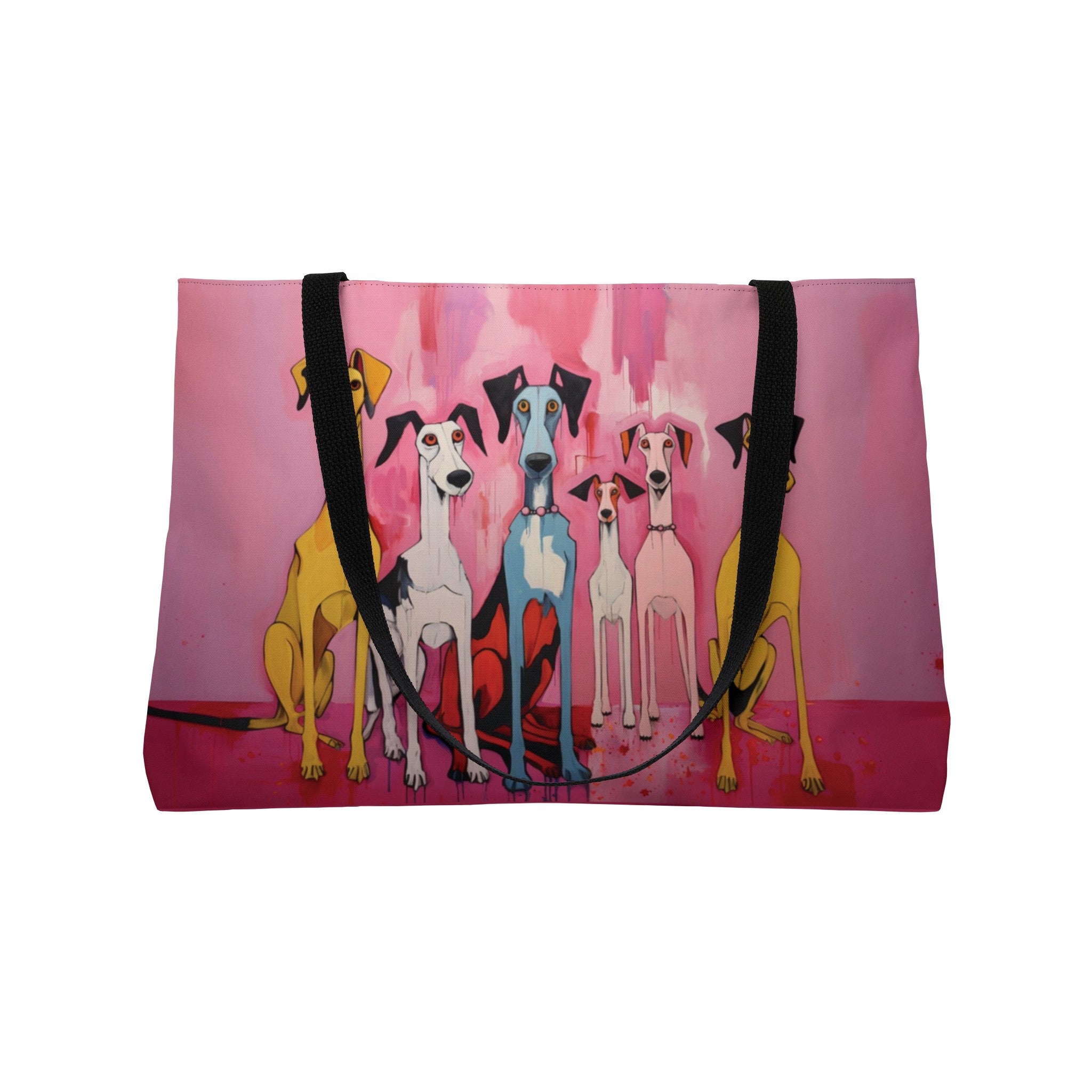 Pack in Pink Dog Art Original Design Wide Weekender Tote Bag - pack-pink-dog-art-original-design-wide-weekender-tote-bag