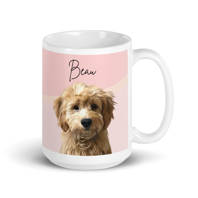 Dog Portrait Mug | Blush Mist - custom-dog-portrait-mug-blush-mist