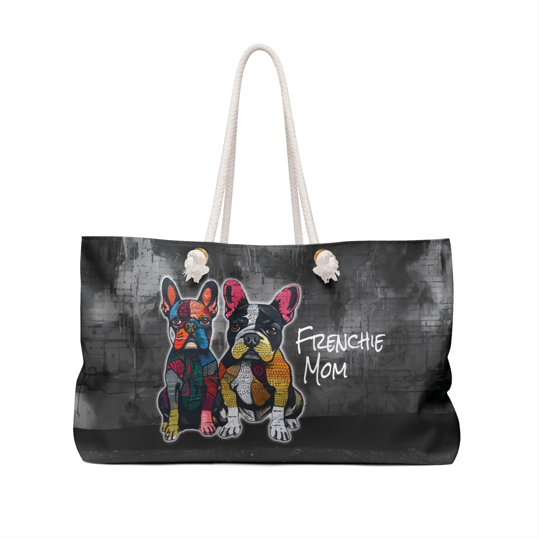 Original Frenchie Mom Graffiti Dog Art Weekender Tote Bag - original-frenchie-street-art-weekender-tote-bag