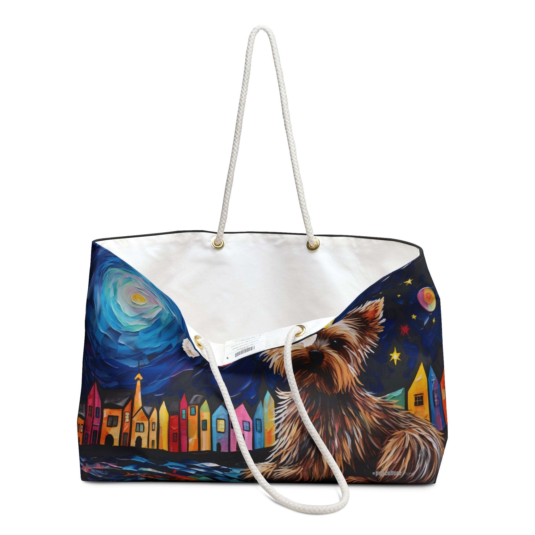 Artist-Inspired Yorkie Dog Art Large Market Tote Bag - artist-inspired-yorkie-yorkshire-terrier-dog-art-large-market-tote-bag