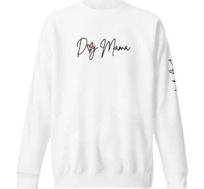 DOG MAMA Stylized Premium Crewneck Sweatshirt | Choice of Placements | 6 Colors - Sweatshirt