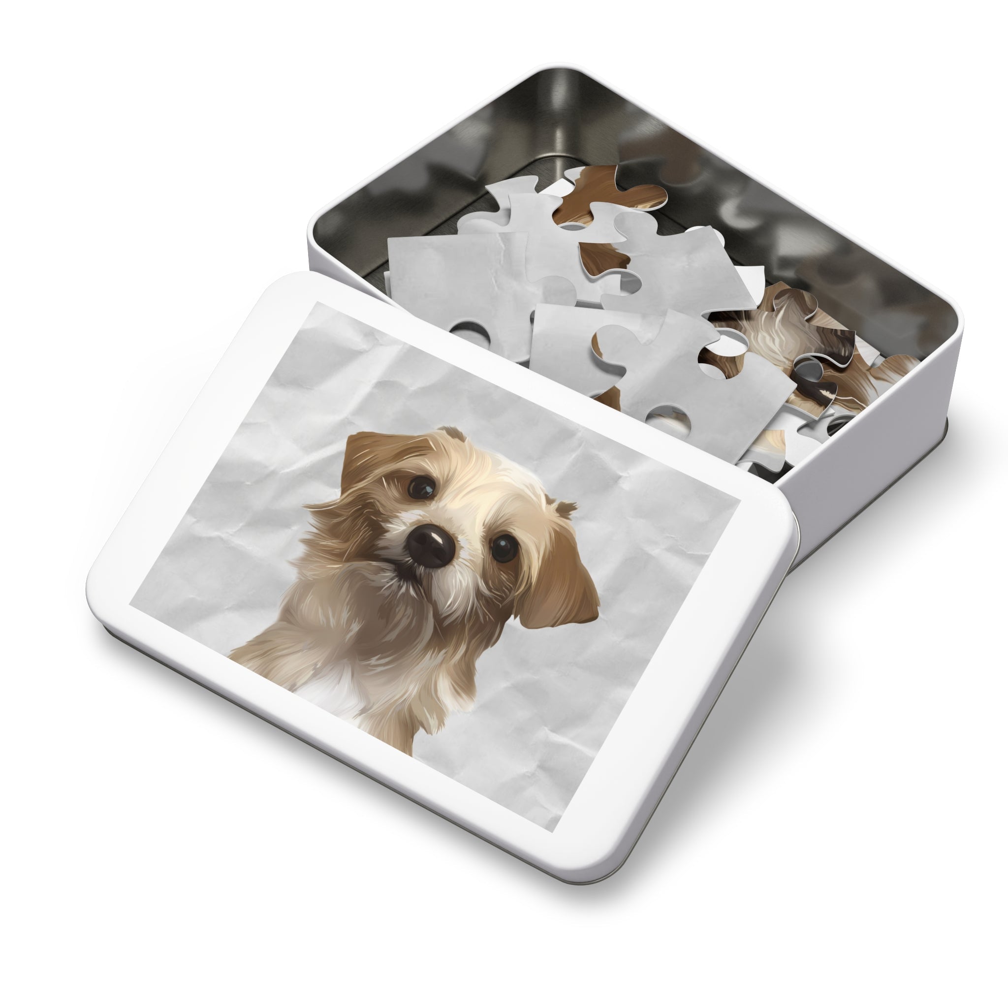 Dog Portrait Jigsaw Puzzle (30, 110, 252, 500,1000-Piece) | Crumpled Paper - custom-dog-portrait-jigsaw-puzzle-30-110-252-500-1000-crumpled-paper