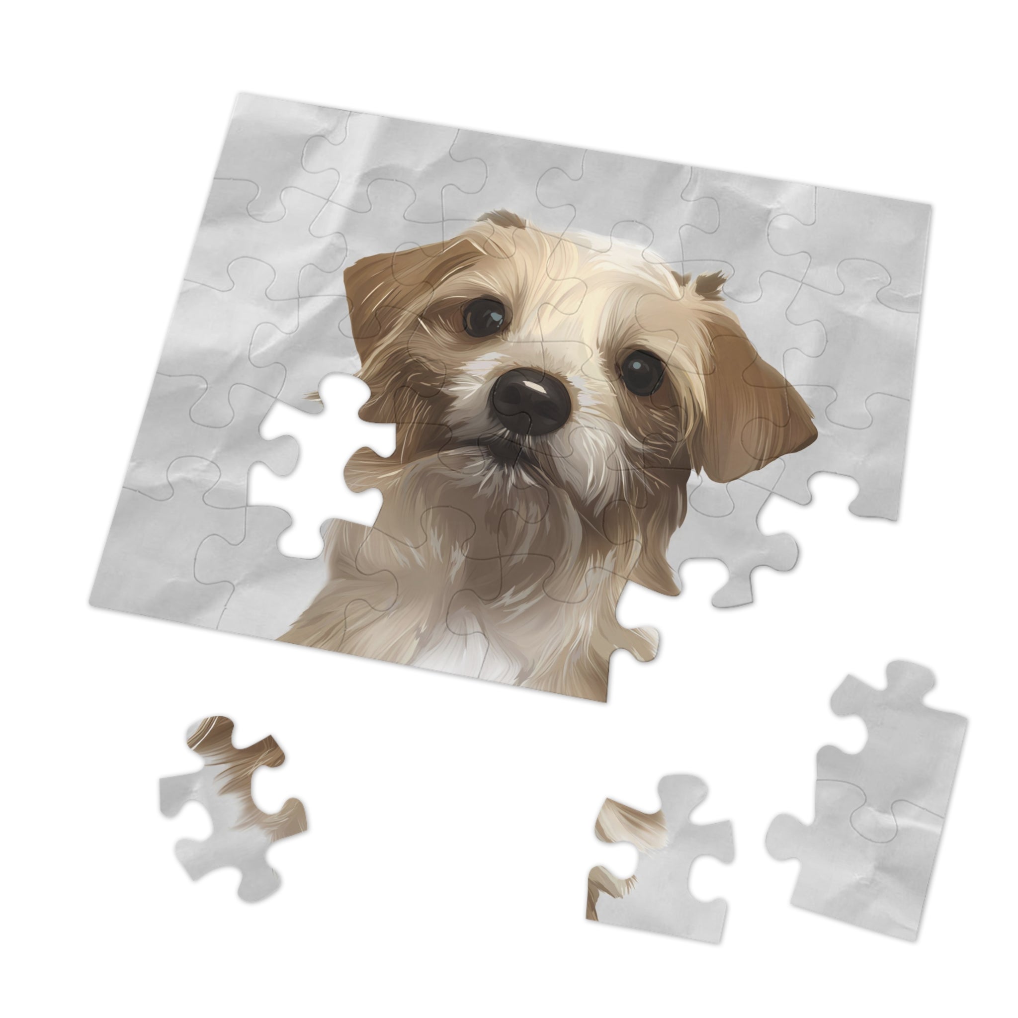 Dog Portrait Jigsaw Puzzle (30, 110, 252, 500,1000-Piece) | Crumpled Paper - custom-dog-portrait-jigsaw-puzzle-30-110-252-500-1000-crumpled-paper