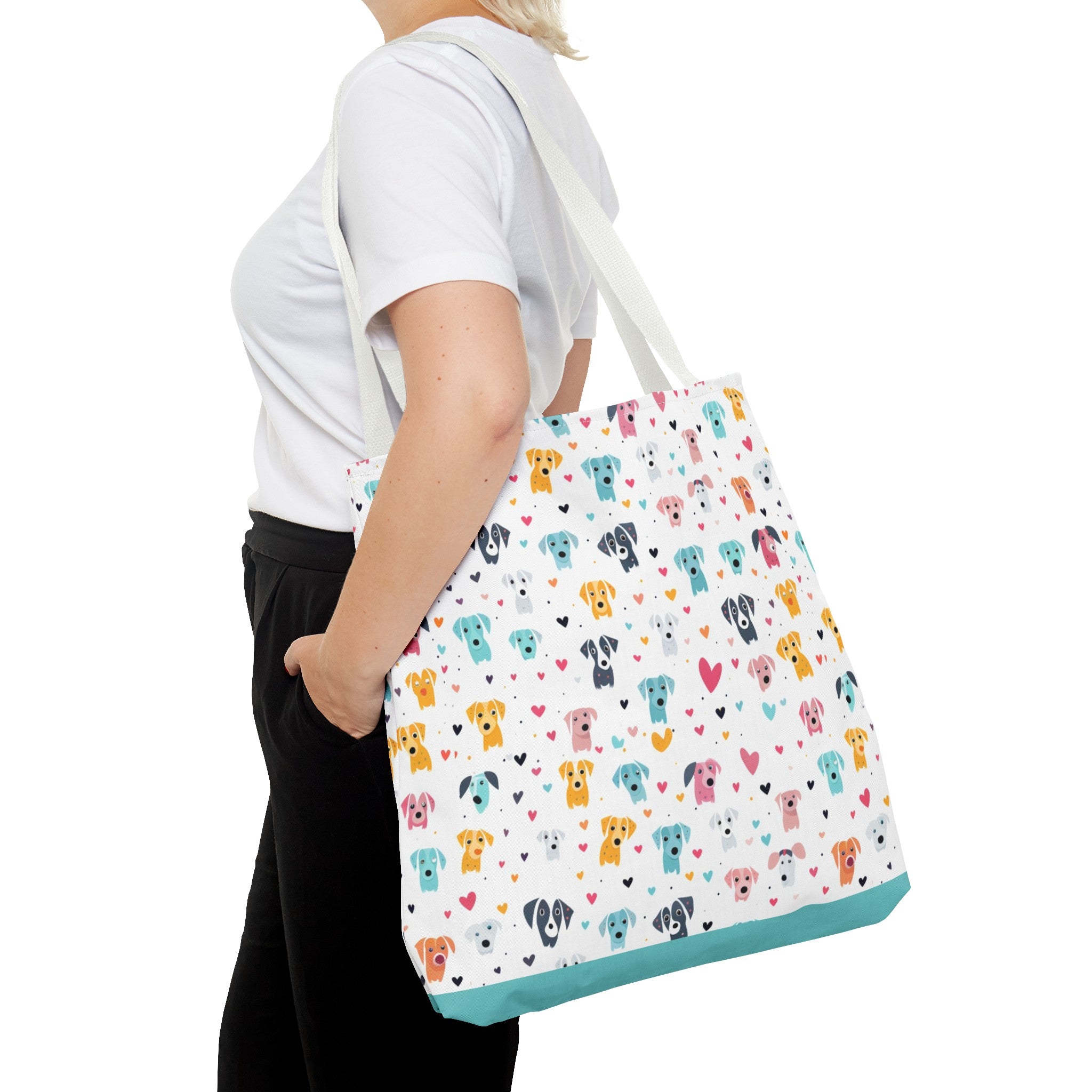 Hearts n' Pups Whimsical Dog Icon Themed Tote Bag - hearts-n-pups-whimsical-dog-icon-themed-tote-bag