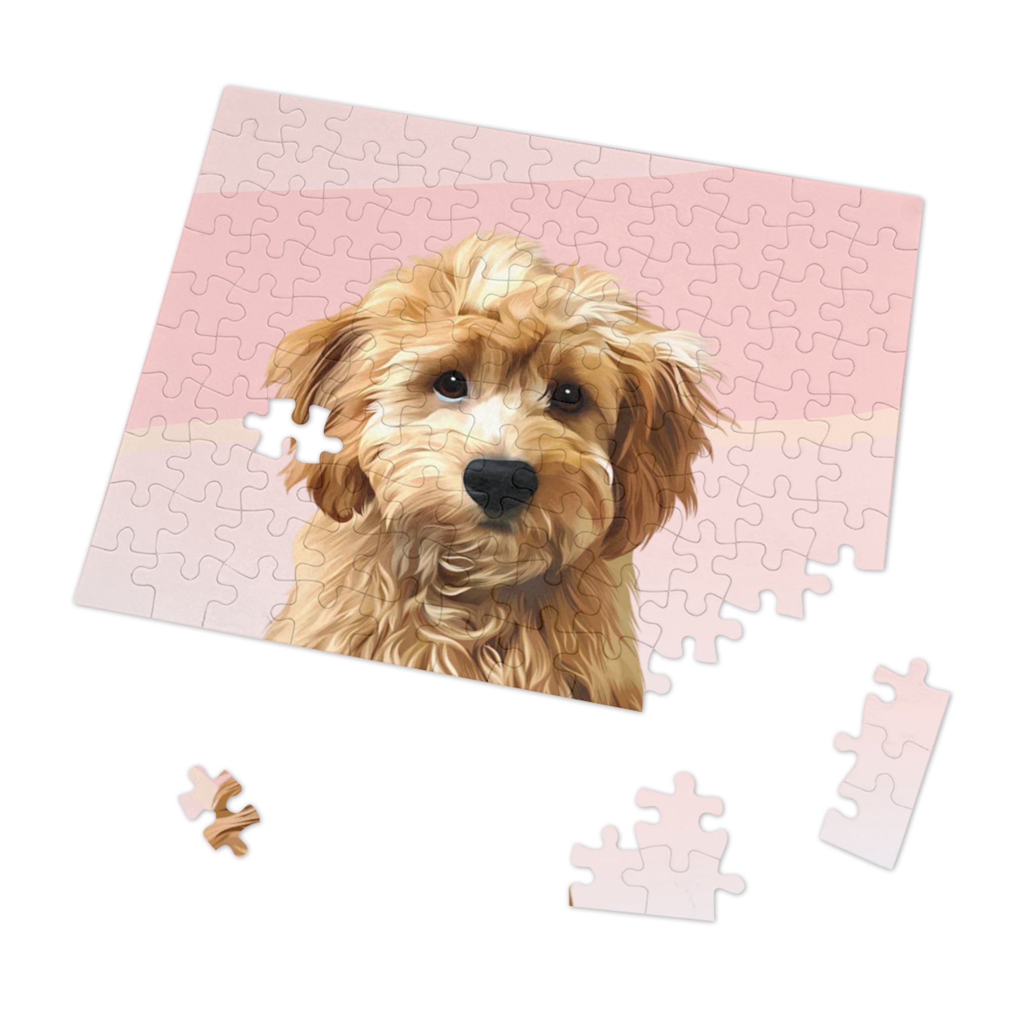 Dog Portrait Jigsaw Puzzle (30, 110, 252, 500,1000-Piece) | Blush Mist - custom-dog-portrait-jigsaw-puzzle-30-110-252-500-1000-blush-mist