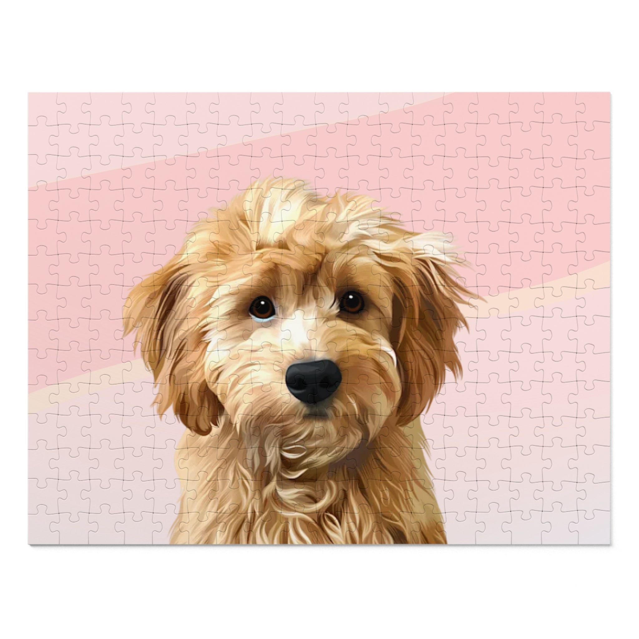 Dog Portrait Jigsaw Puzzle (30, 110, 252, 500,1000-Piece) | Blush Mist - custom-dog-portrait-jigsaw-puzzle-30-110-252-500-1000-blush-mist