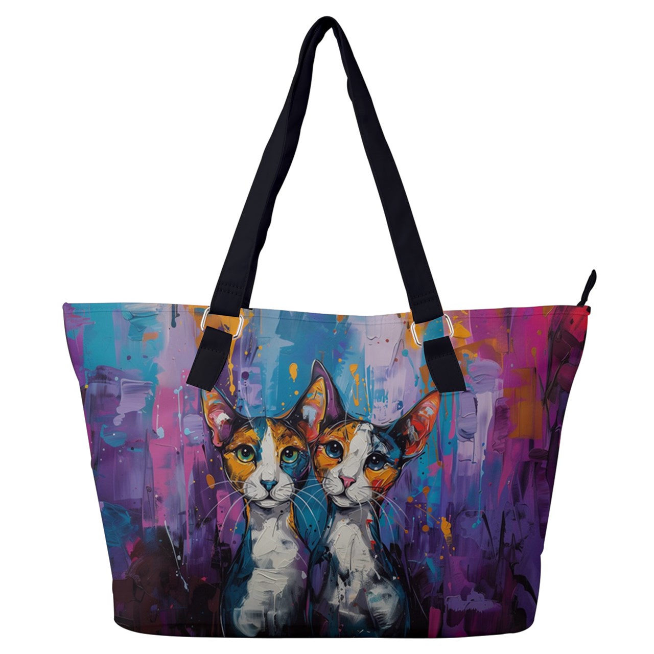 Cats Full Print Shoulder Bag - JENNIFER - cats-full-print-shoulder-bag-jennifer