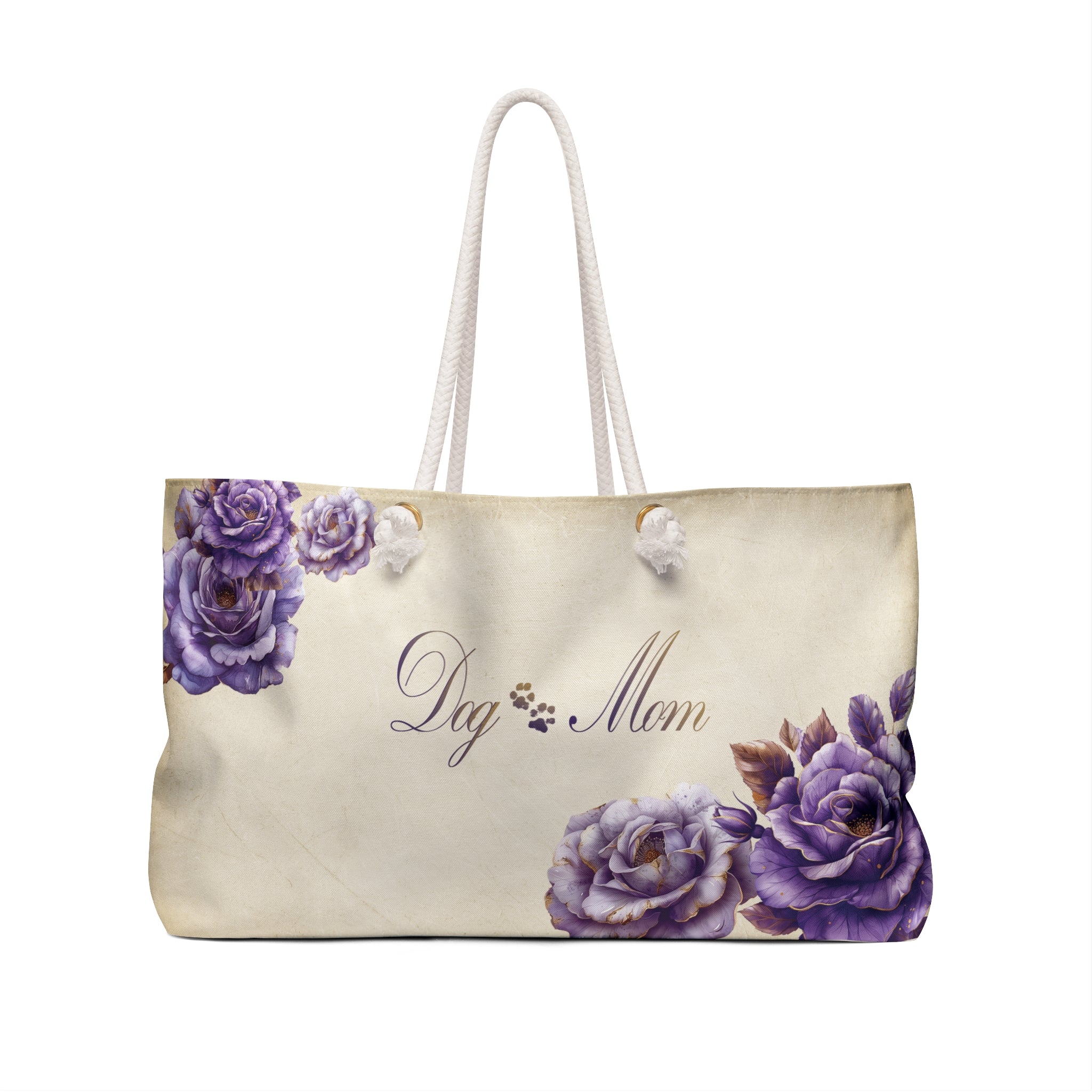 Dog Mom French Country Lavender Rose Flower Dog Mom Weekender Tote - dog-mom-french-country-lavender-rose-dog-mom-weekender