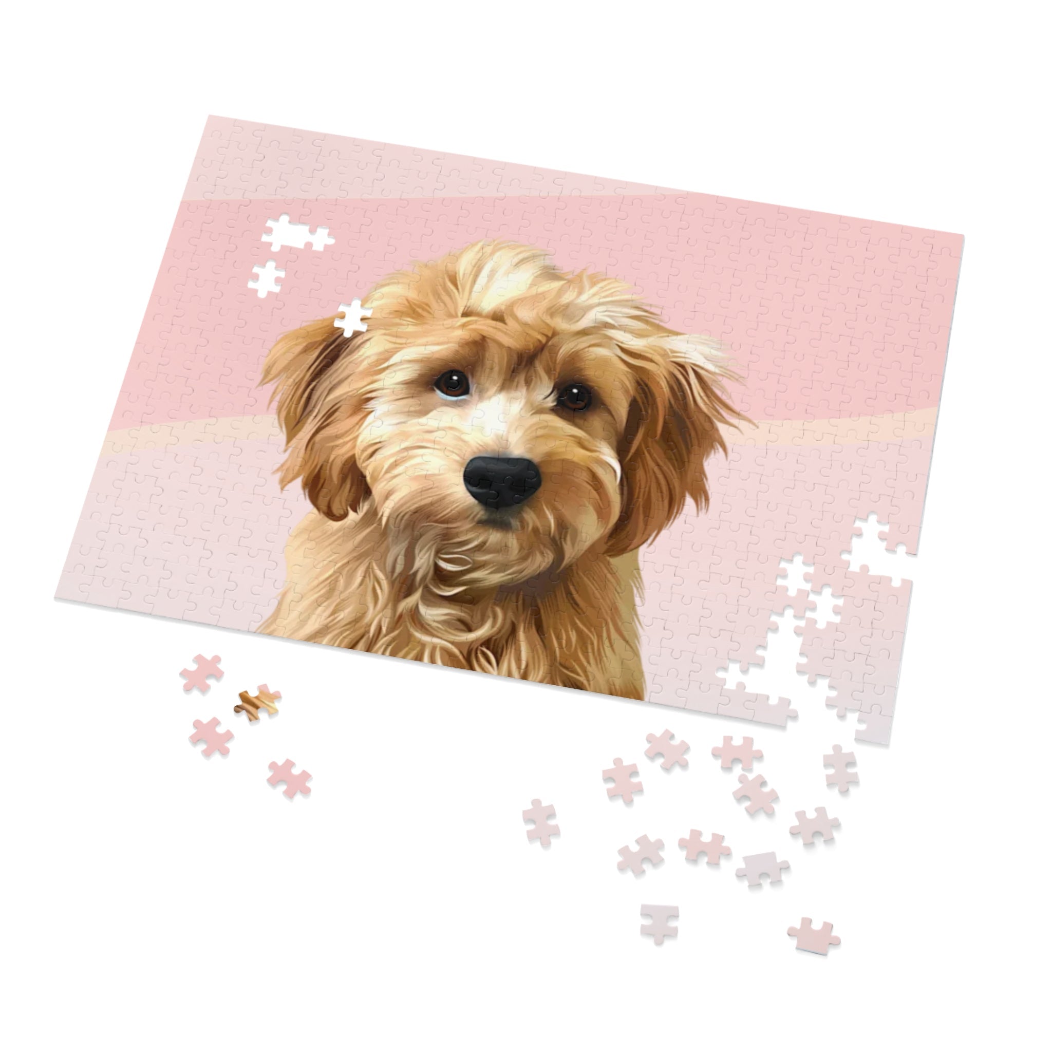 Dog Portrait Jigsaw Puzzle (30, 110, 252, 500,1000-Piece) | Blush Mist - custom-dog-portrait-jigsaw-puzzle-30-110-252-500-1000-blush-mist