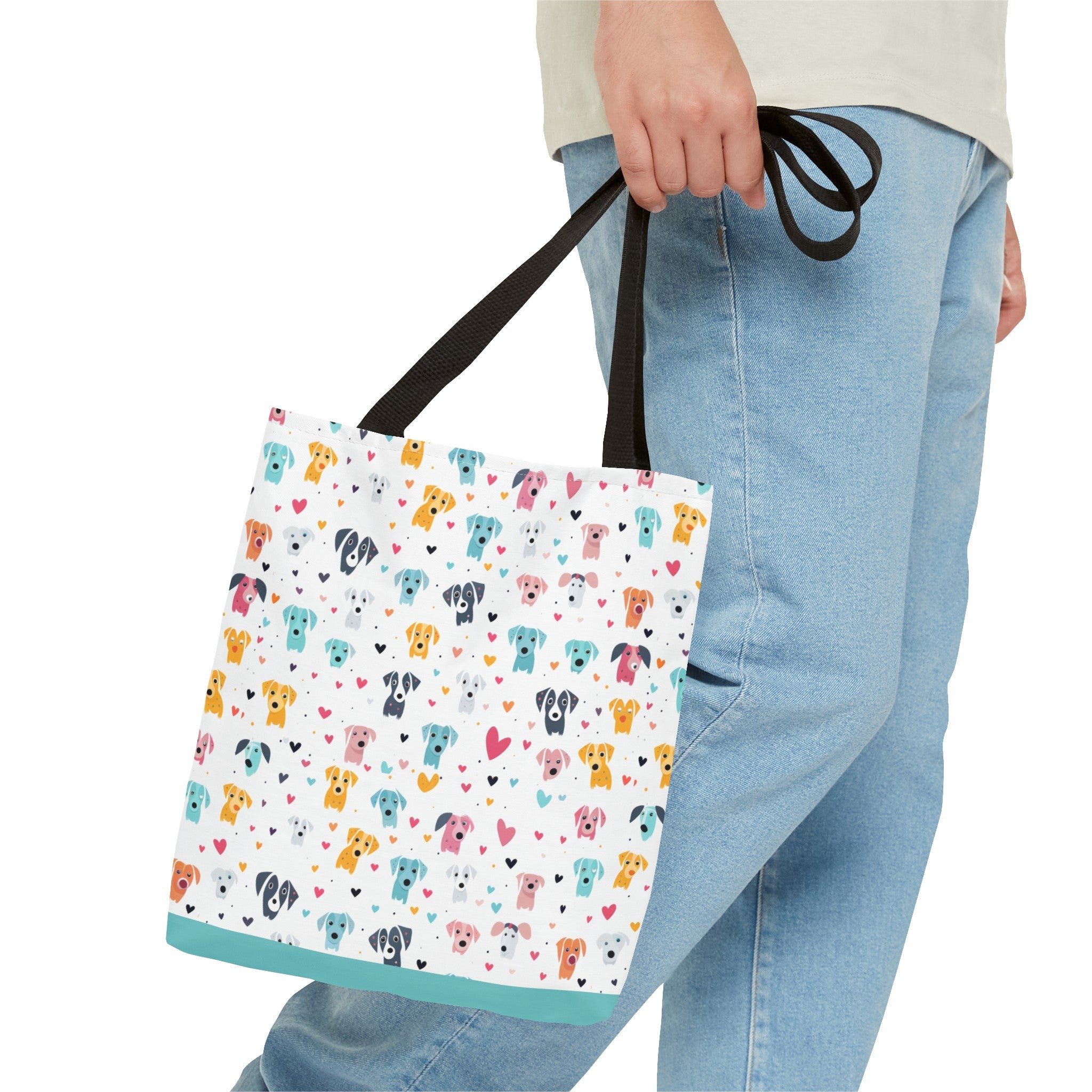 Hearts n' Pups Whimsical Dog Icon Themed Tote Bag - hearts-n-pups-whimsical-dog-icon-themed-tote-bag